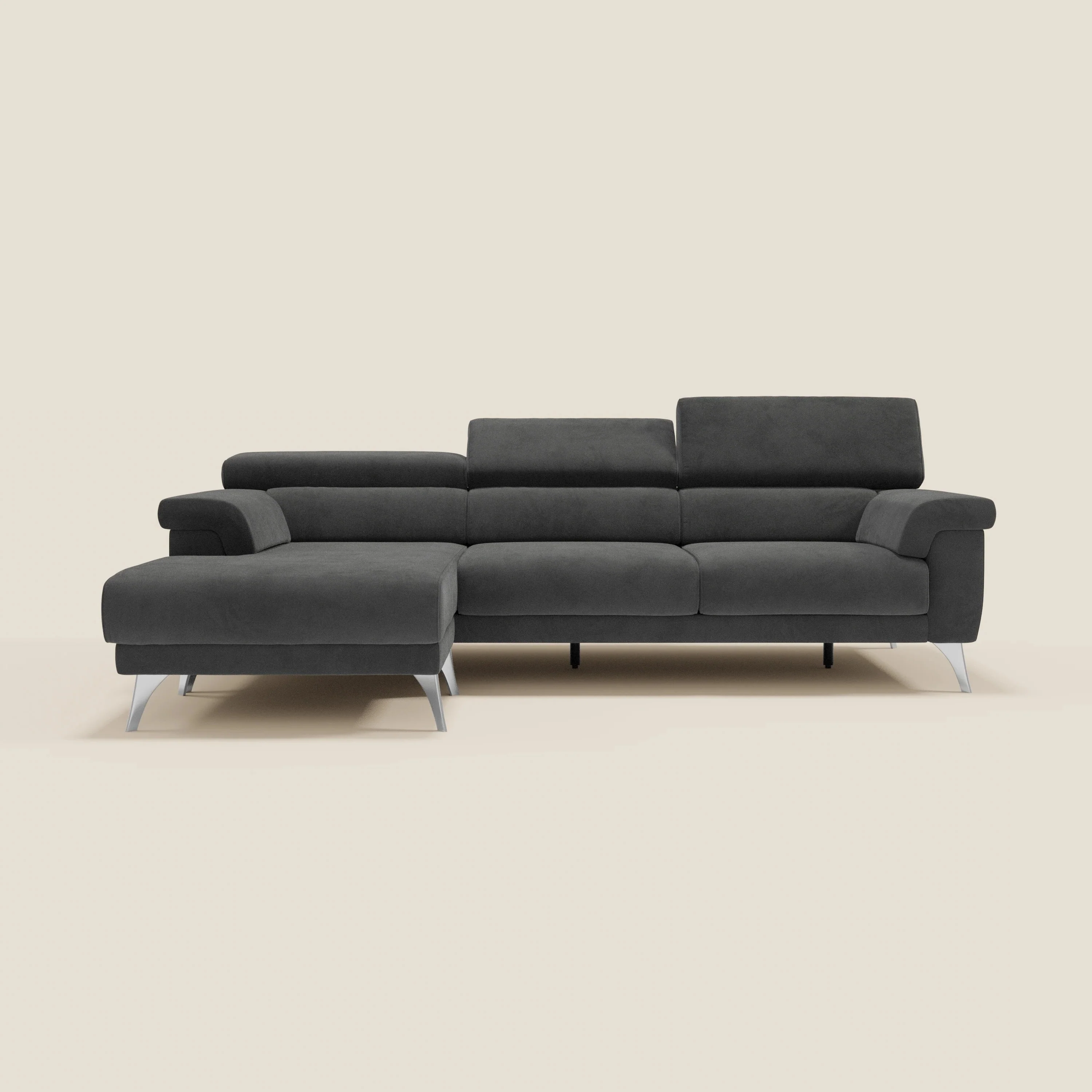 Raffaello Canapé d'angle avec assises coulissantes et têtières en microfibre détachable T11 noir - Image 11