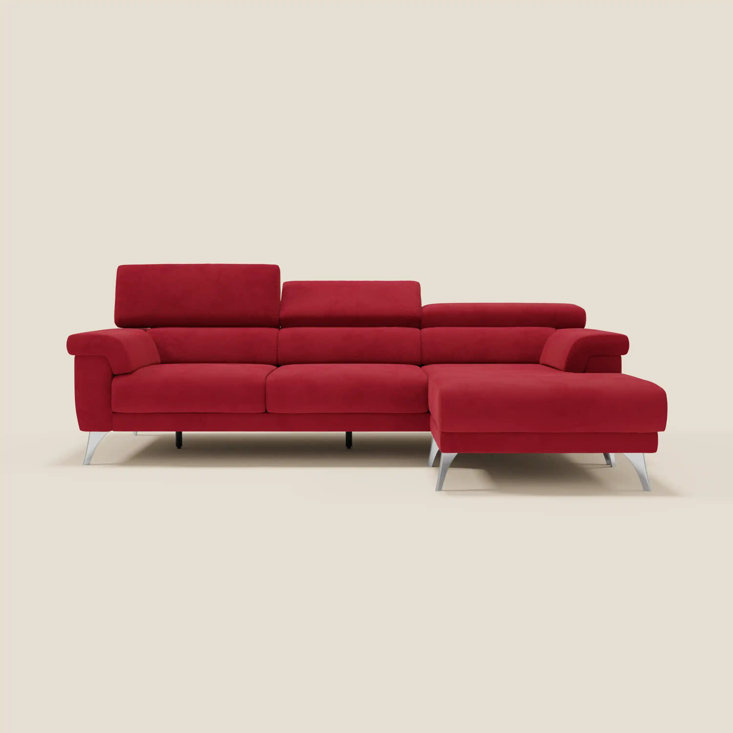 Raffaello Canapé d'angle avec assises coulissantes et têtières en microfibre détachable T11 rouge