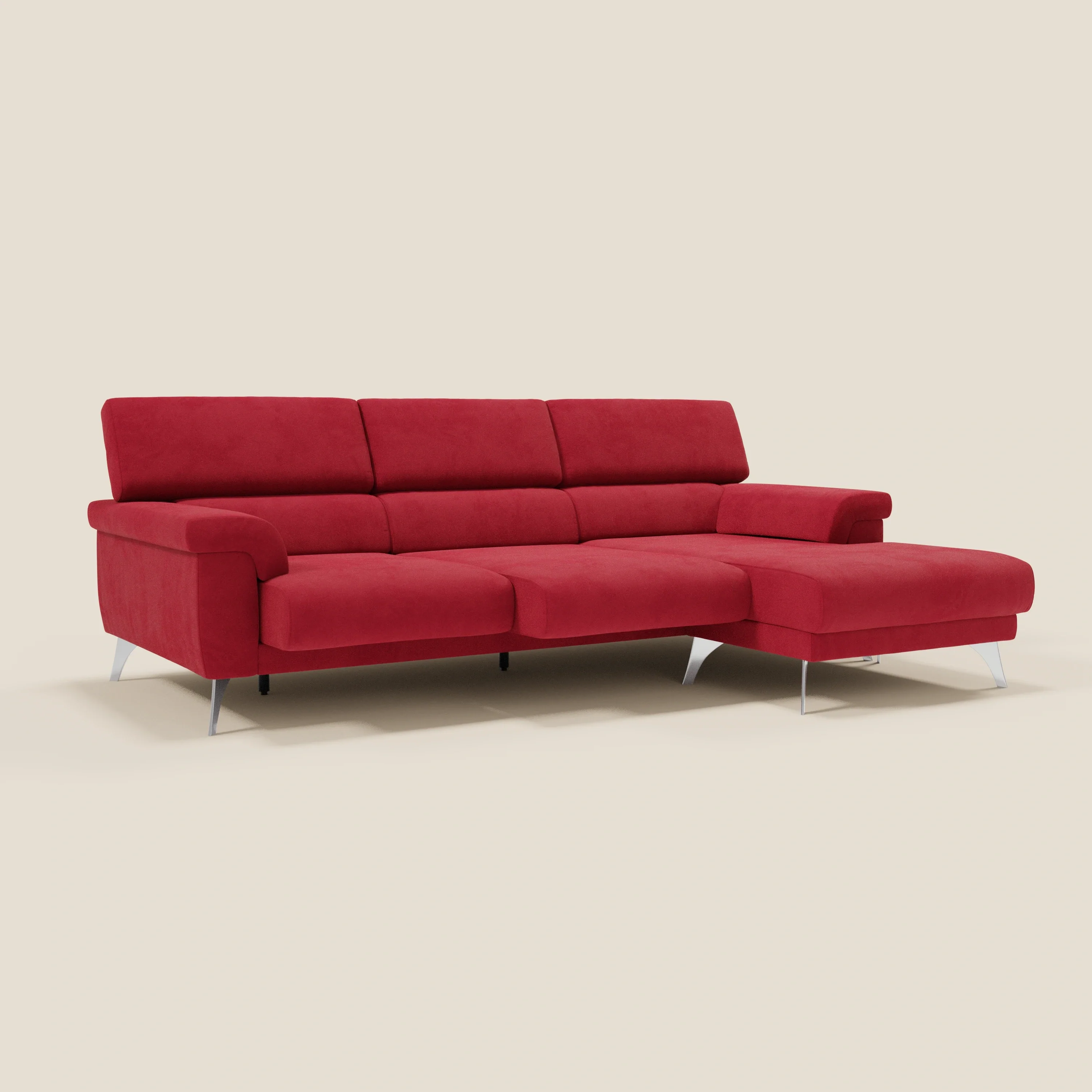 Raffaello Canapé d'angle avec assises coulissantes et têtières en microfibre détachable T11 rouge - Image 2