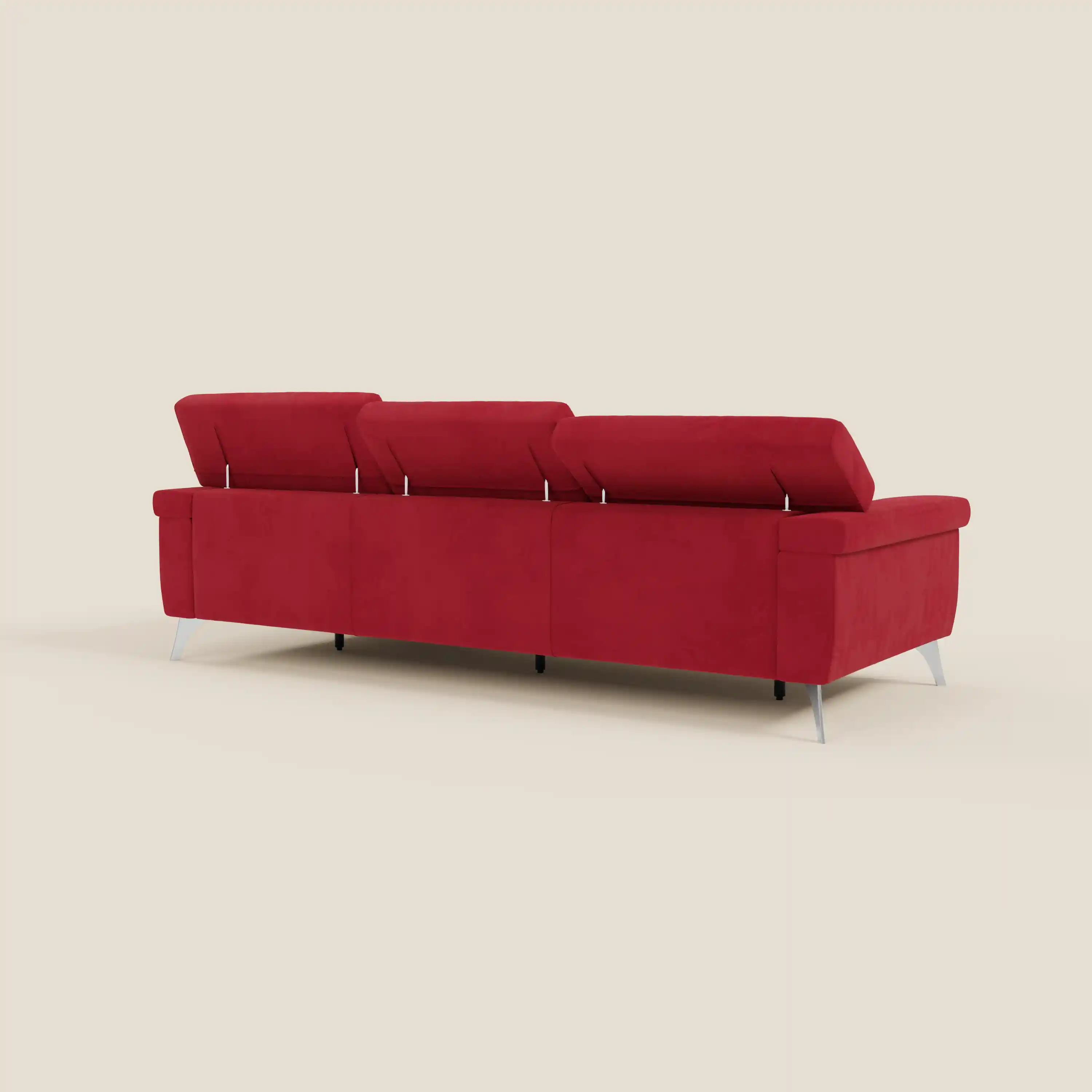 Raffaello Canapé d'angle avec assises coulissantes et têtières en microfibre détachable T11 rouge - Image 7