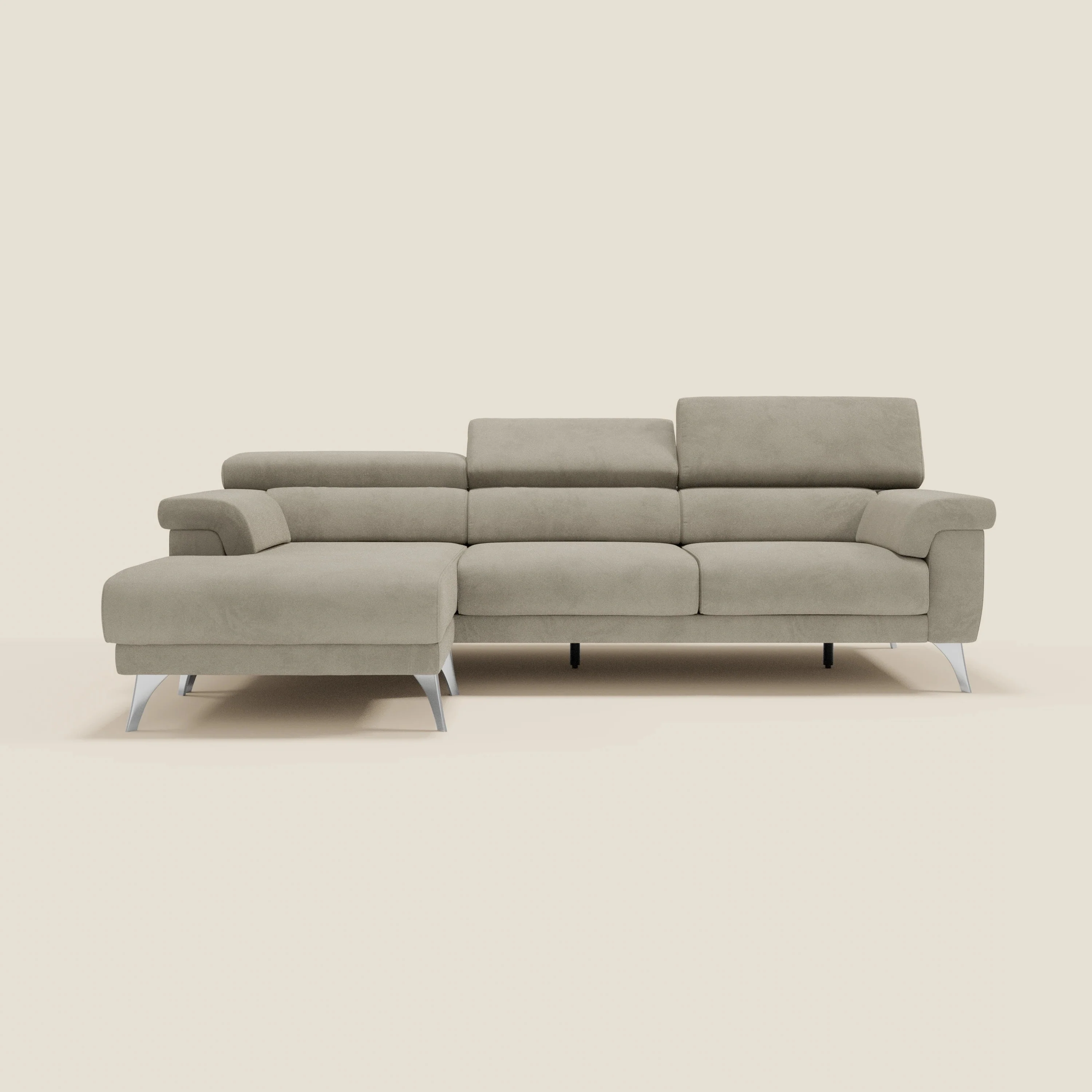 Raffaello Canapé d'angle avec assises coulissantes et têtières en microfibre détachable T11 taupe - Image 11