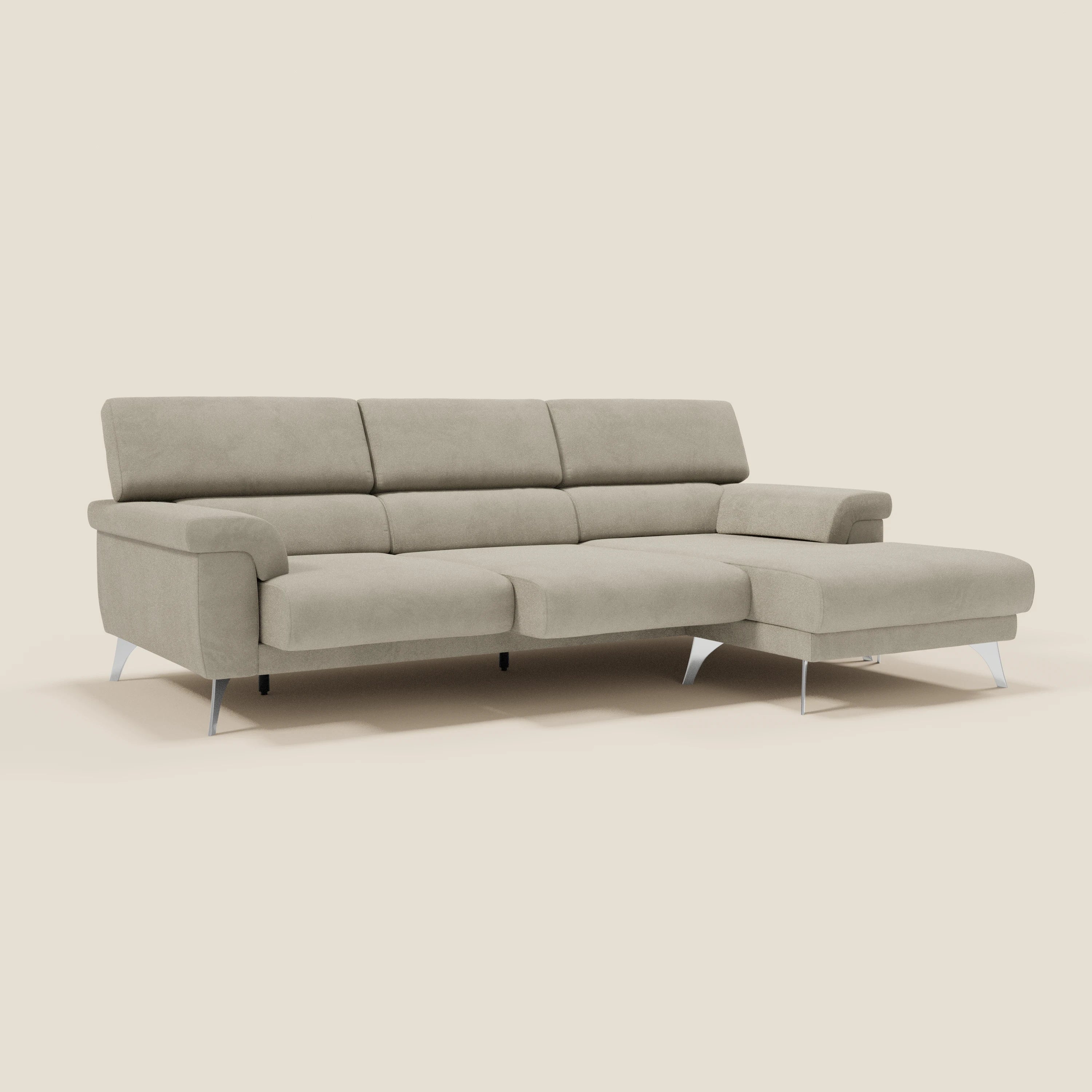 Raffaello Canapé d'angle avec assises coulissantes et têtières en microfibre détachable T11 taupe - Image 2