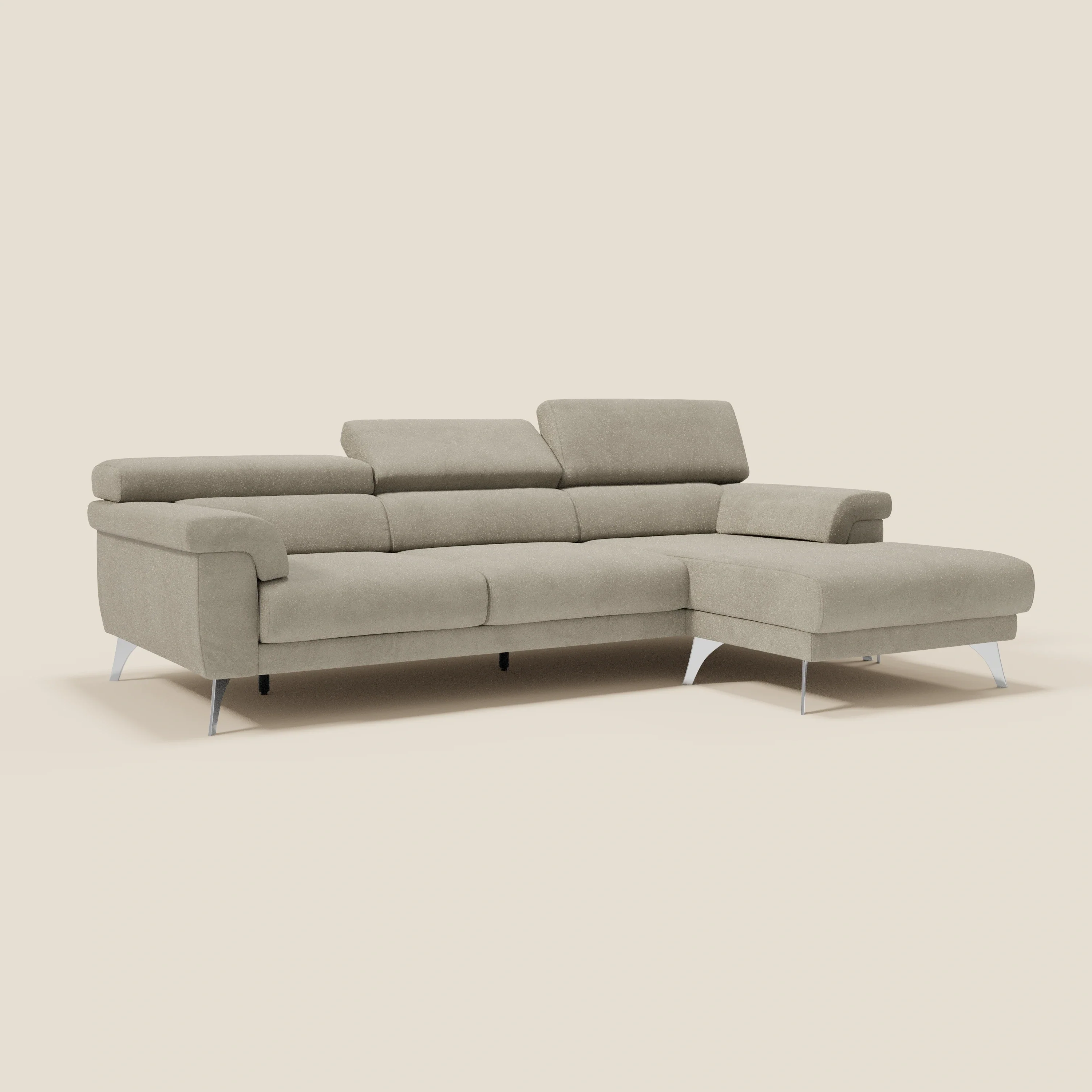 Raffaello Canapé d'angle avec assises coulissantes et têtières en microfibre détachable T11 taupe - Image 3