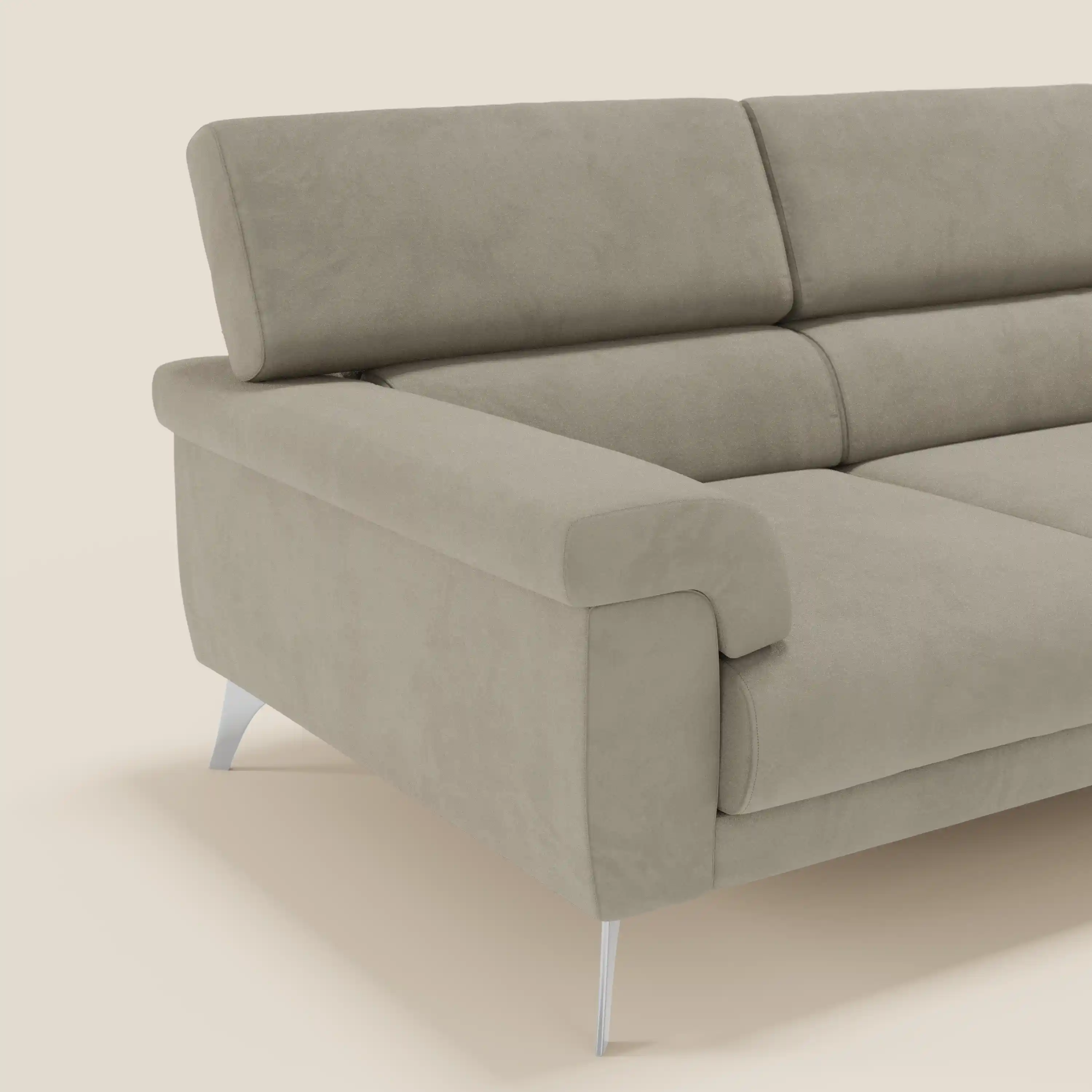 Raffaello Canapé d'angle avec assises coulissantes et têtières en microfibre détachable T11 taupe - Image 4