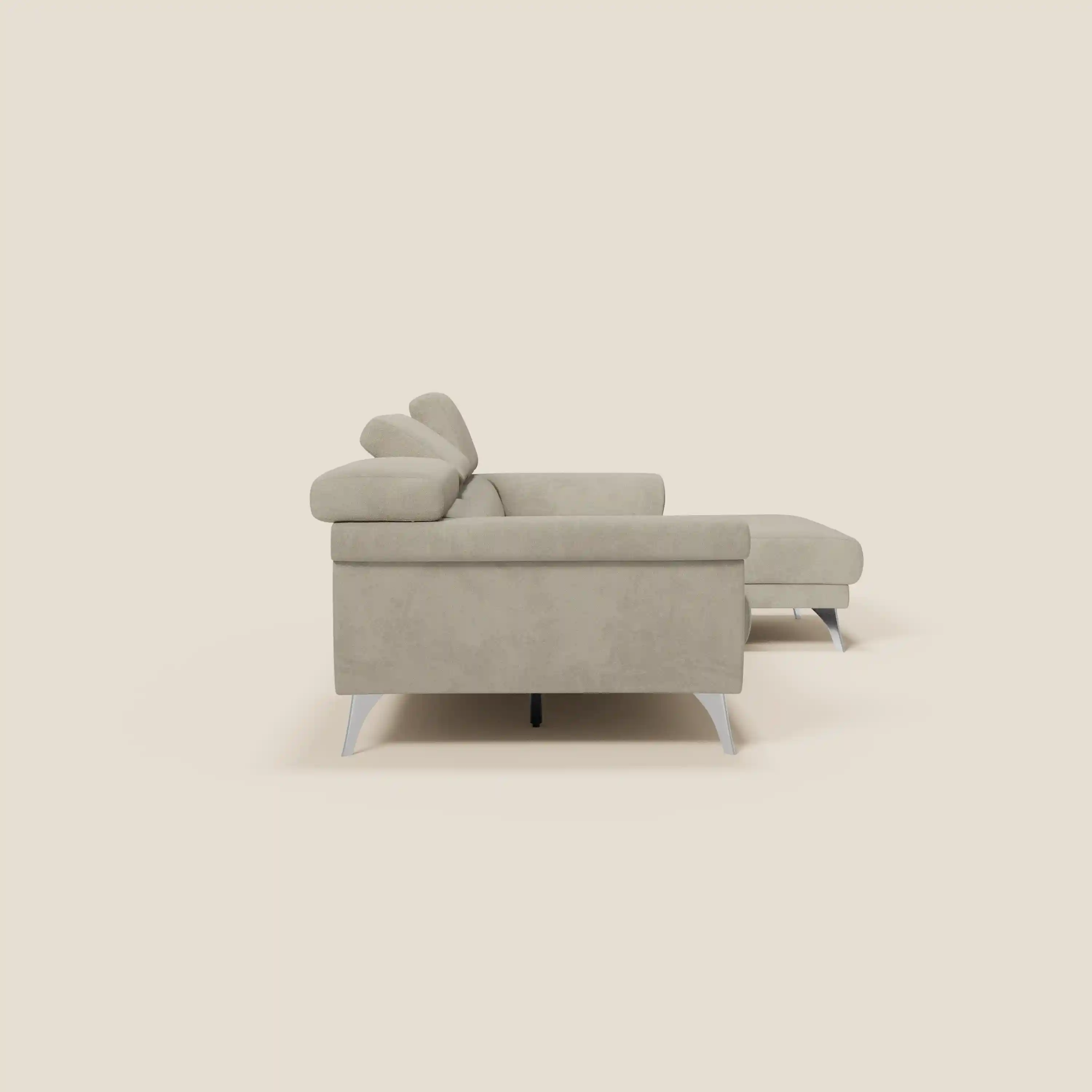 Raffaello Canapé d'angle avec assises coulissantes et têtières en microfibre détachable T11 taupe - Image 6
