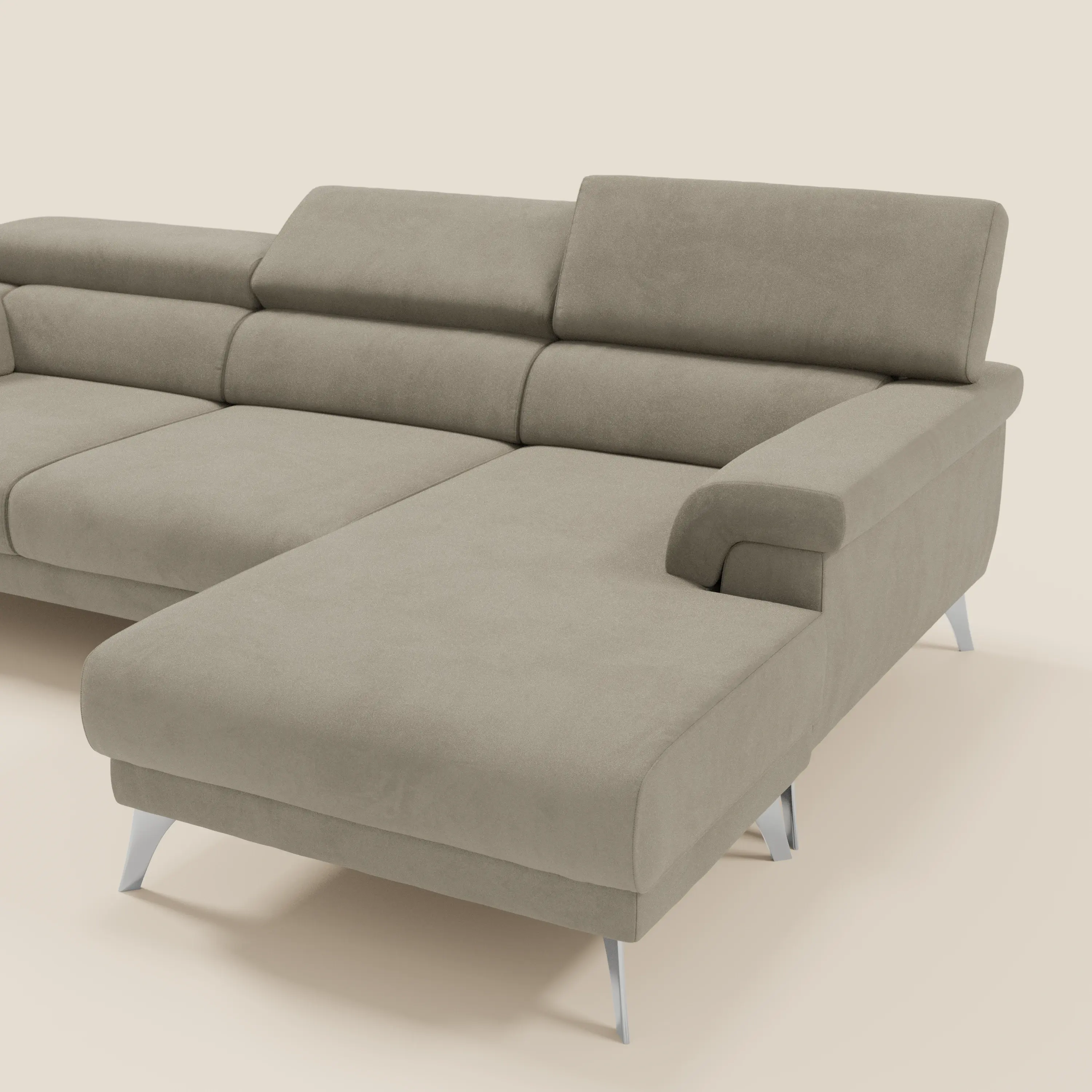 Raffaello Canapé d'angle avec assises coulissantes et têtières en microfibre détachable T11 taupe - Image 9