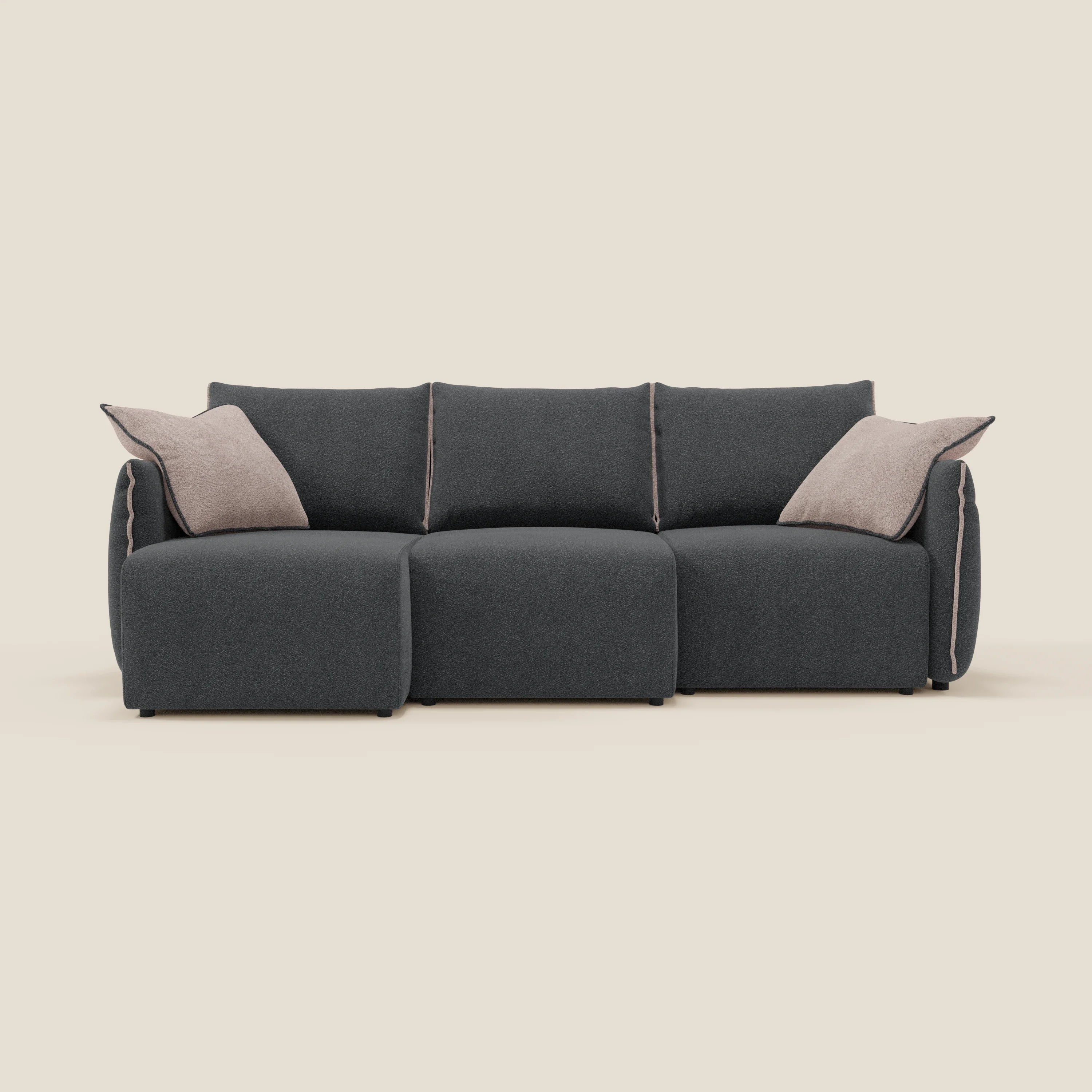 Flexar Canapé  avec 3 assises coulissantes et dossier en duvet en bouclette douce et imperméable T07 Anthracite - rose - Image 6