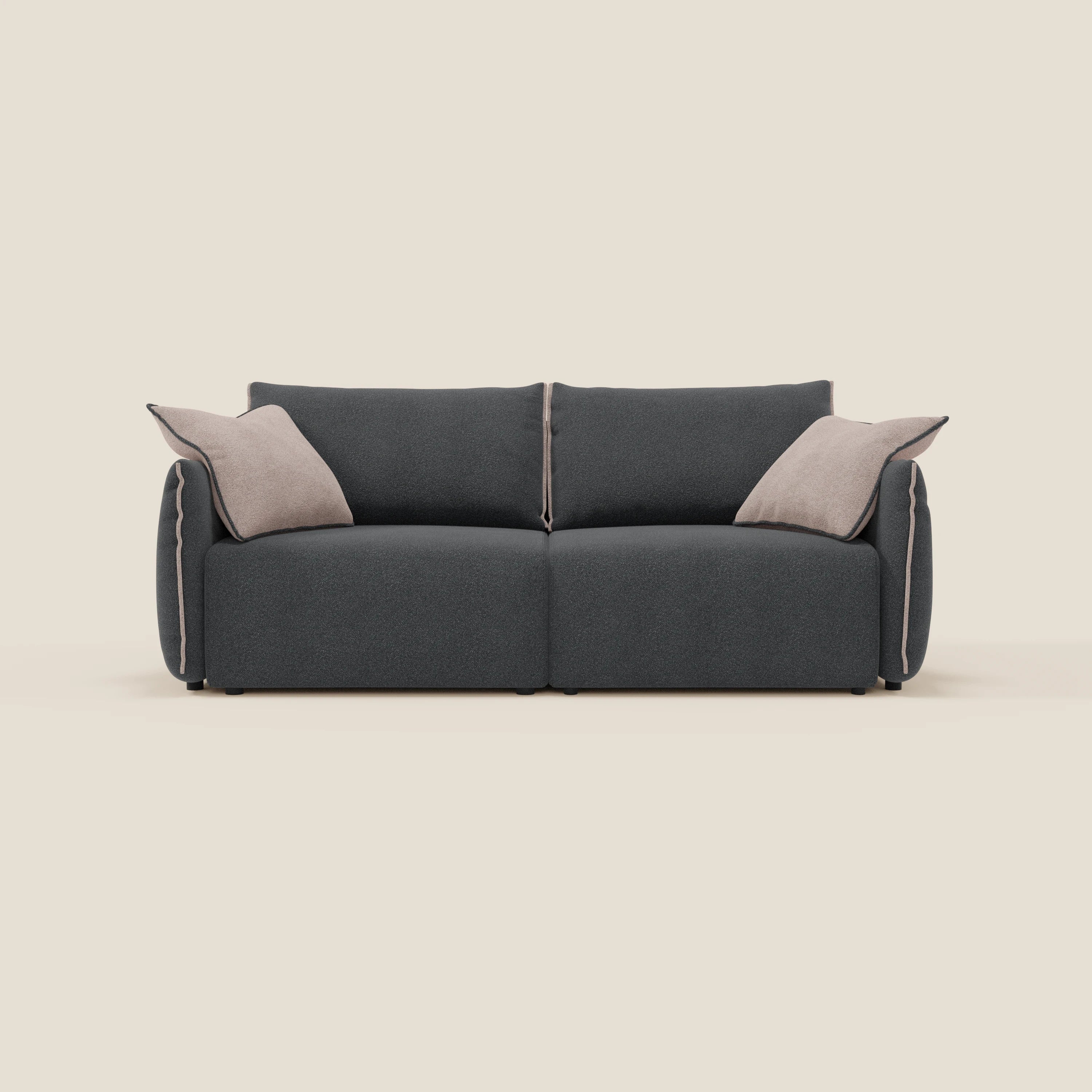 Flexar Canapé  avec assises coulissantes et dossier en duvet en bouclette douce et imperméable T07 Anthracite - rose