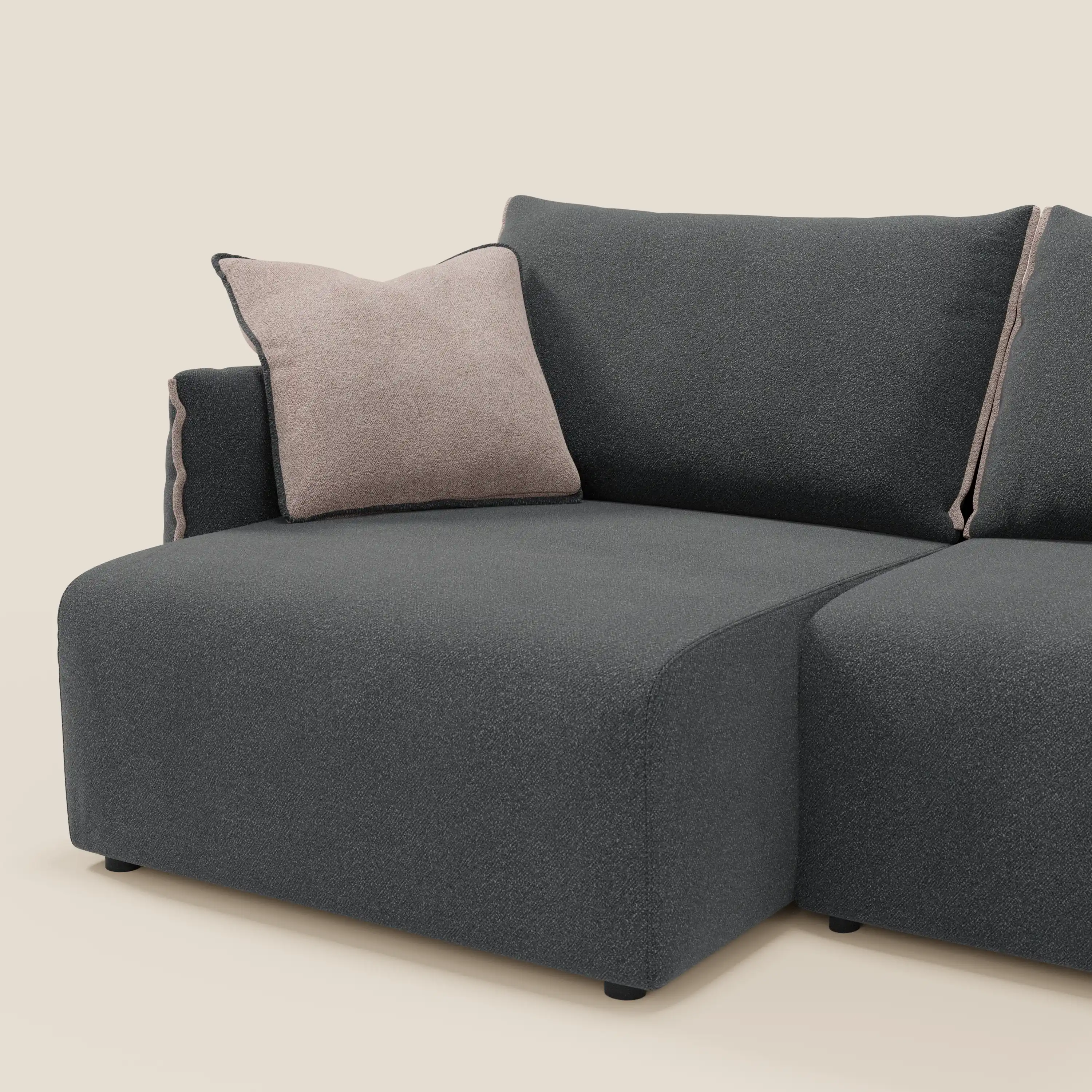 Flexar Canapé  avec assises coulissantes et dossier en duvet en bouclette douce et imperméable T07 Anthracite - rose - Image 5