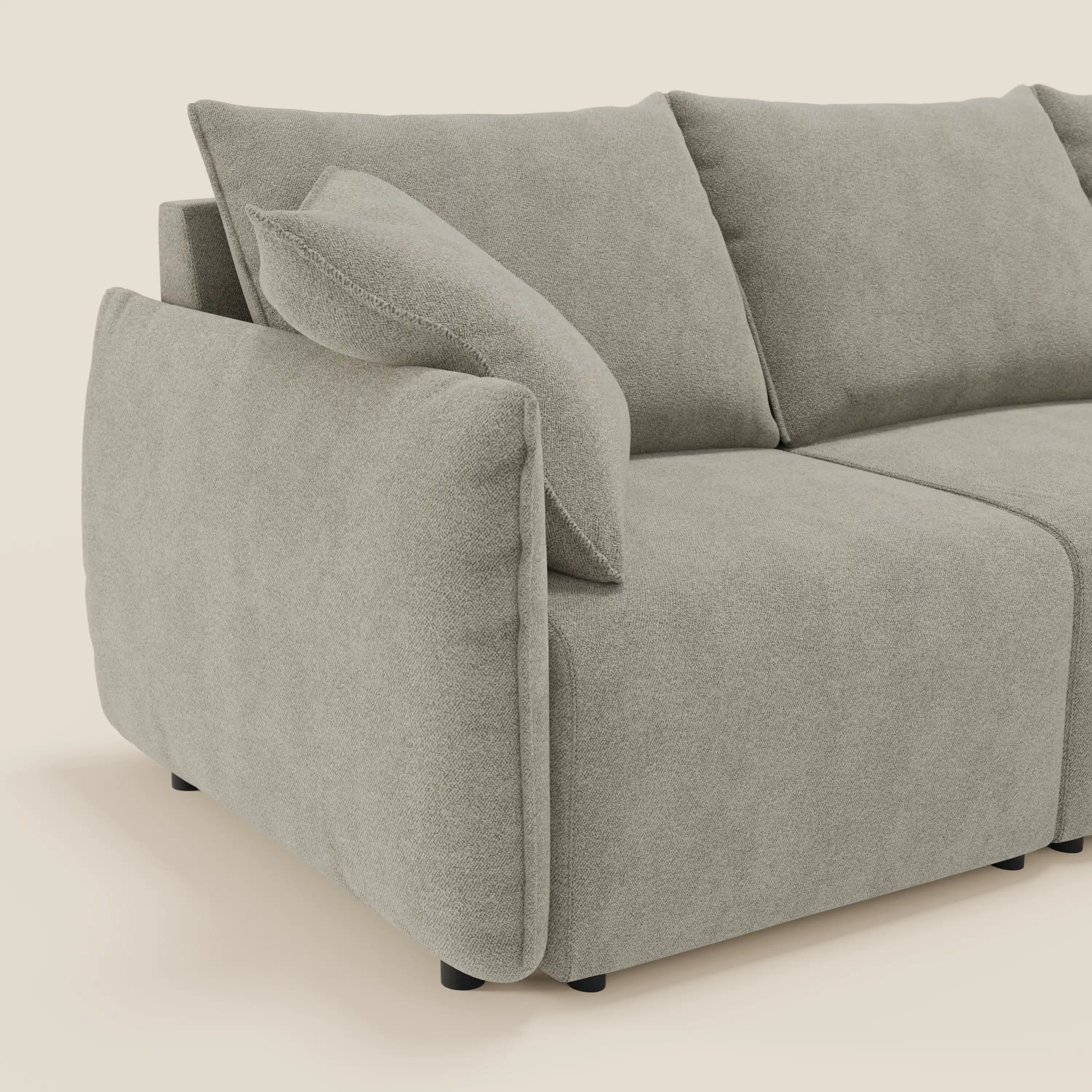 Flexar Canapé avec 3 assises coulissantes et dossier en duvet en bouclette douce et imperméable T07 beige - Image 4