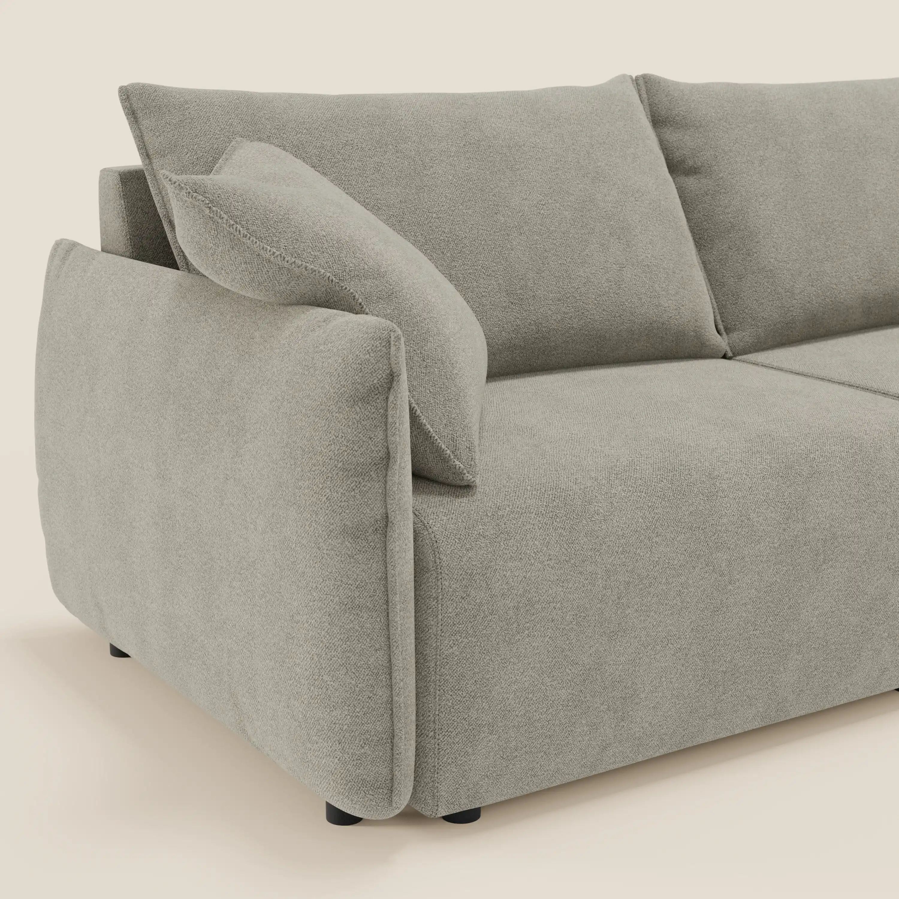 Flexar Canapé avec assises coulissantes et dossier en duvet en bouclette douce et imperméable T07 Beige - Image 4