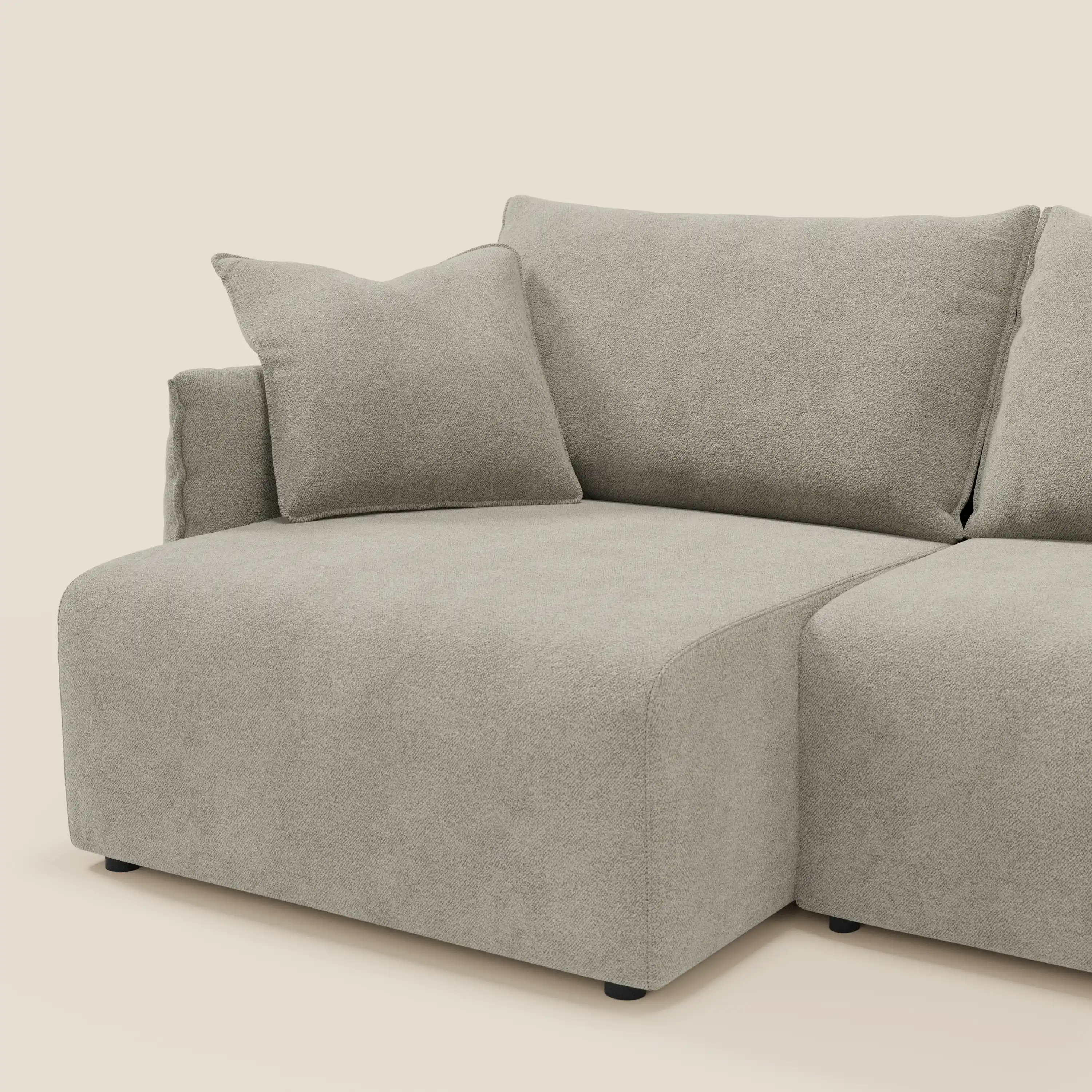 Flexar Canapé avec assises coulissantes et dossier en duvet en bouclette douce et imperméable T07 Beige - Image 5
