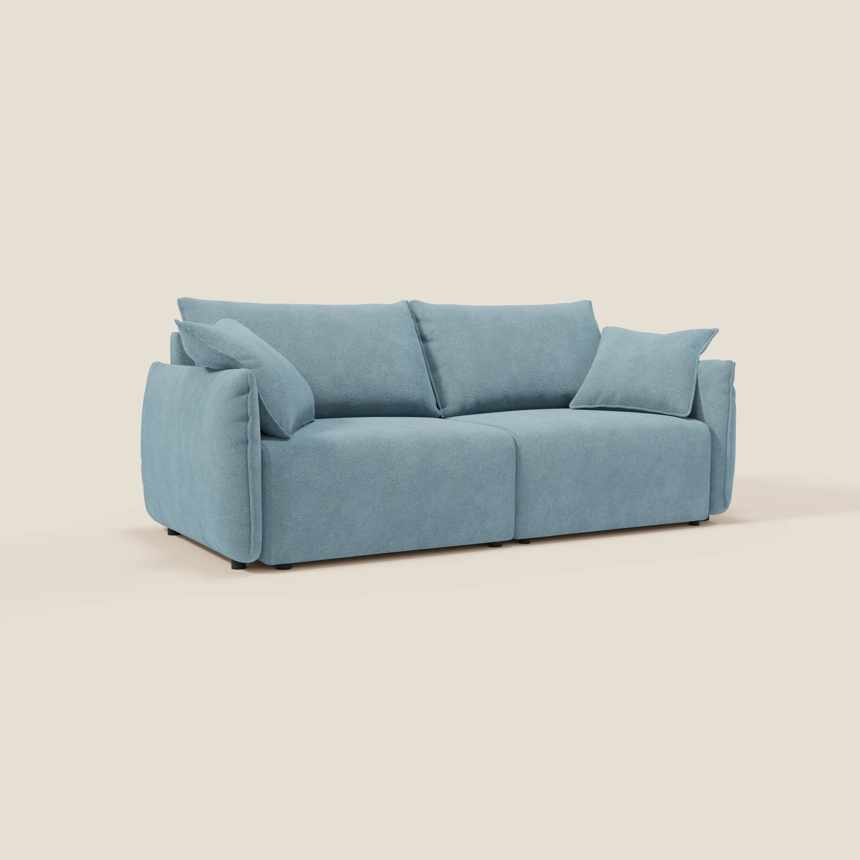 Flexar Canapé avec assises coulissantes et dossier en duvet en bouclette douce et imperméable T07 Bleu pastel - Image 3