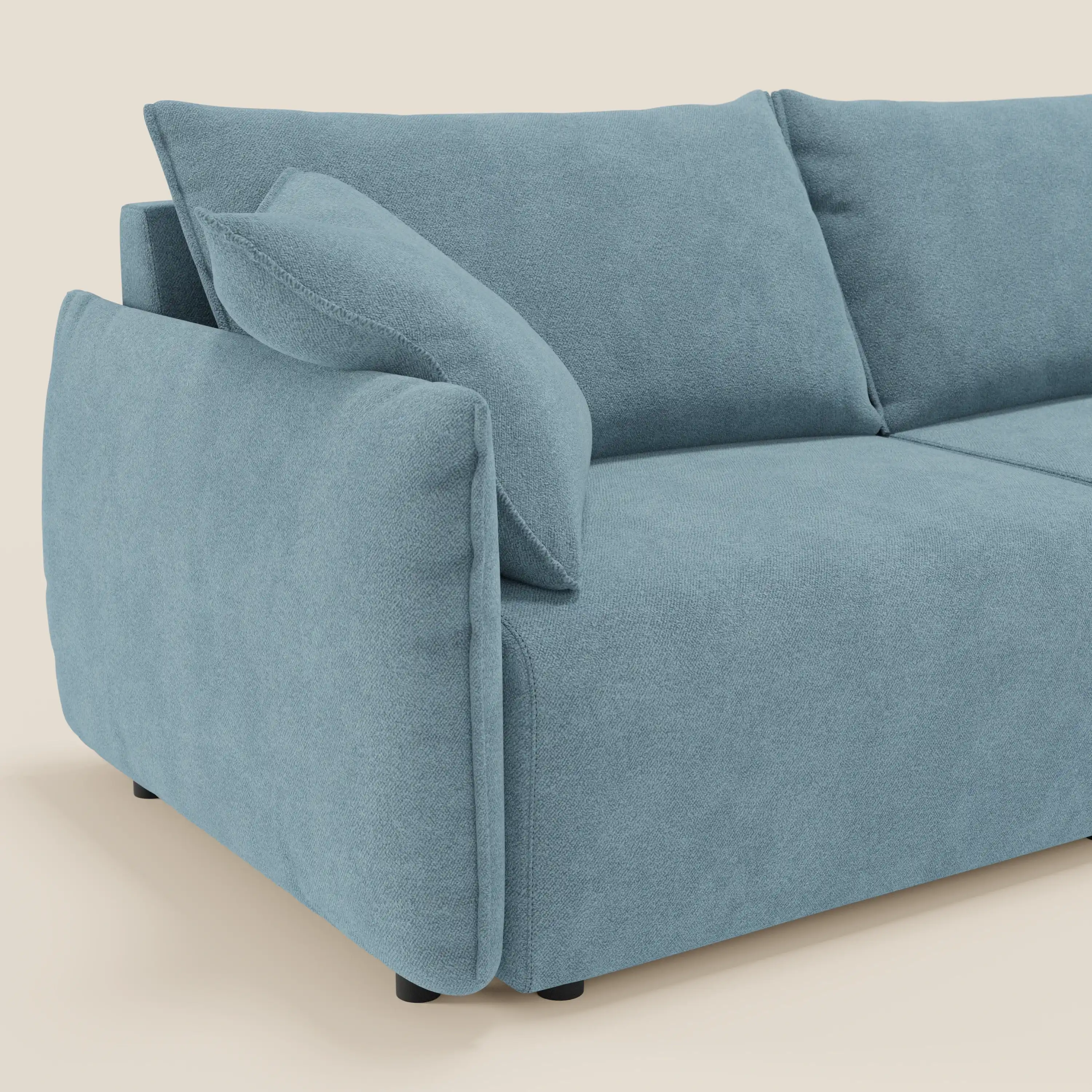 Flexar Canapé avec assises coulissantes et dossier en duvet en bouclette douce et imperméable T07 Bleu pastel - Image 4