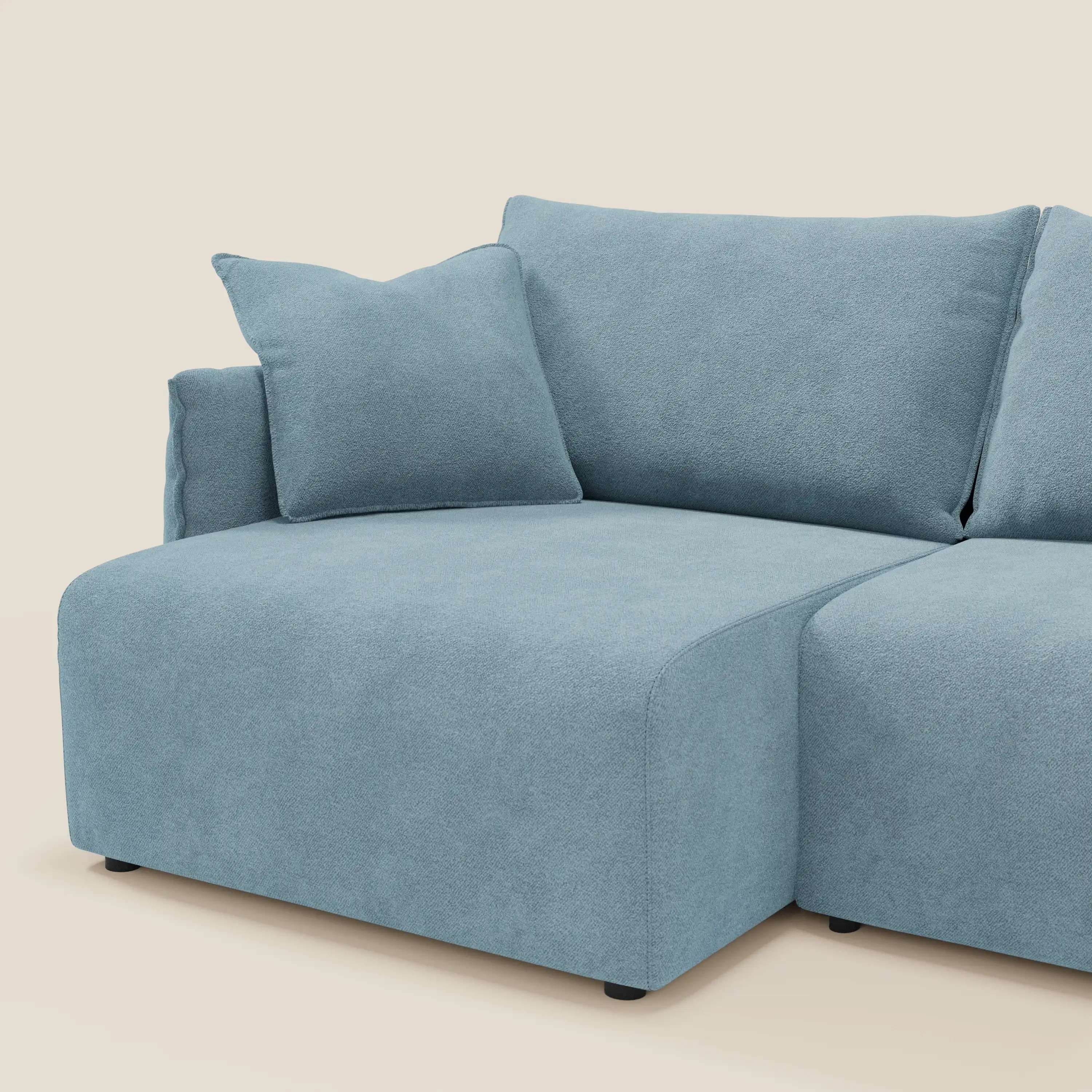 Flexar Canapé avec assises coulissantes et dossier en duvet en bouclette douce et imperméable T07 Bleu pastel - Image 5