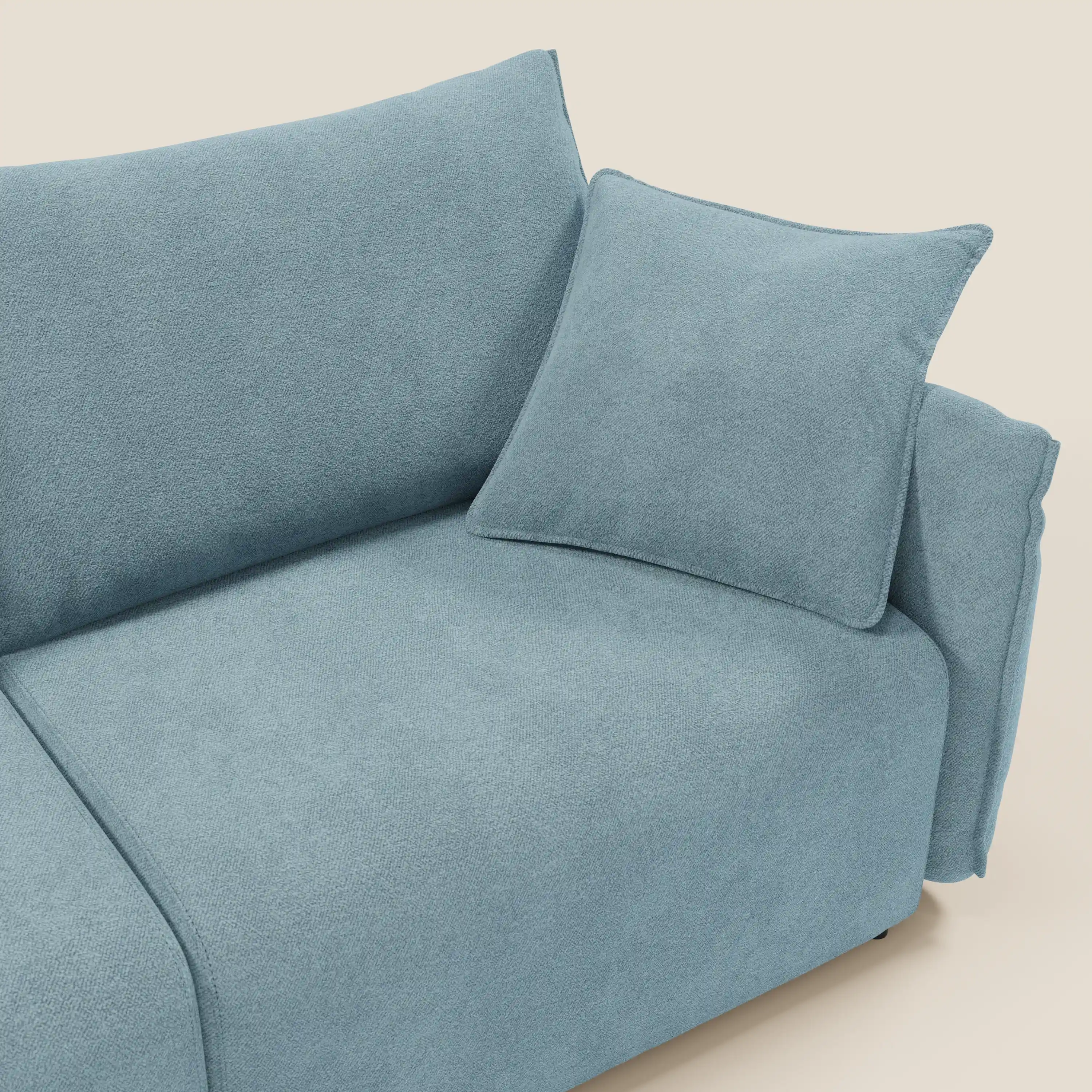 Flexar Canapé avec assises coulissantes et dossier en duvet en bouclette douce et imperméable T07 Bleu pastel - Image 9