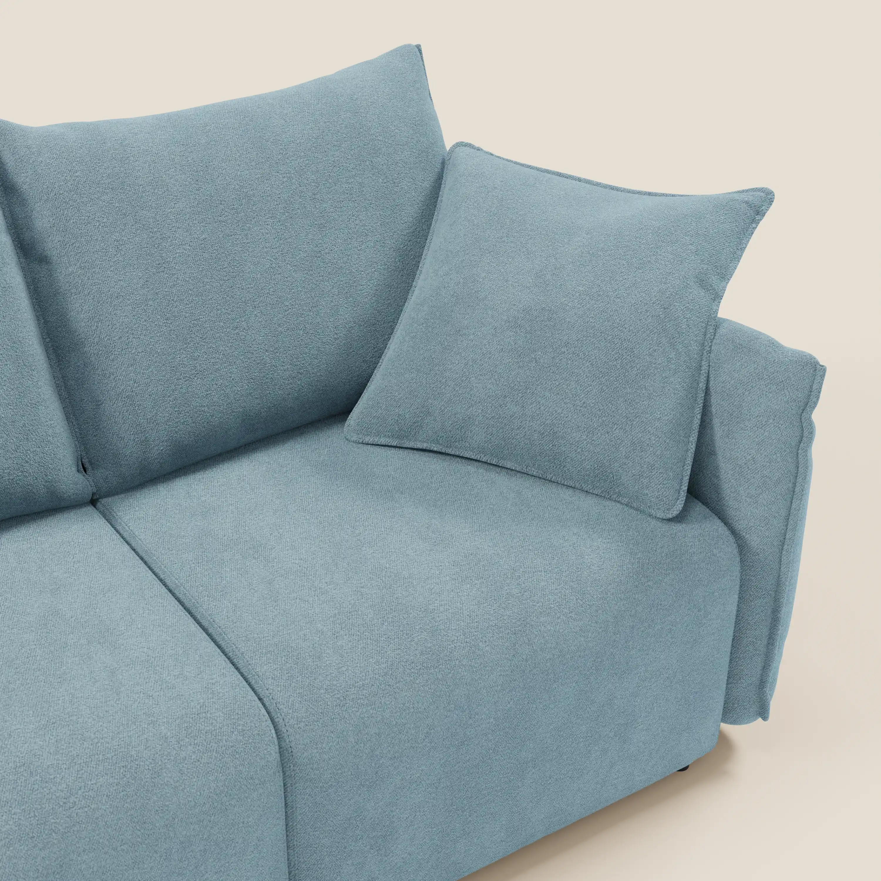 Flexar Canapé  avec 3 assises coulissantes et dossier en duvet en bouclette douce et imperméable T07 Bleu pastel - Image 10