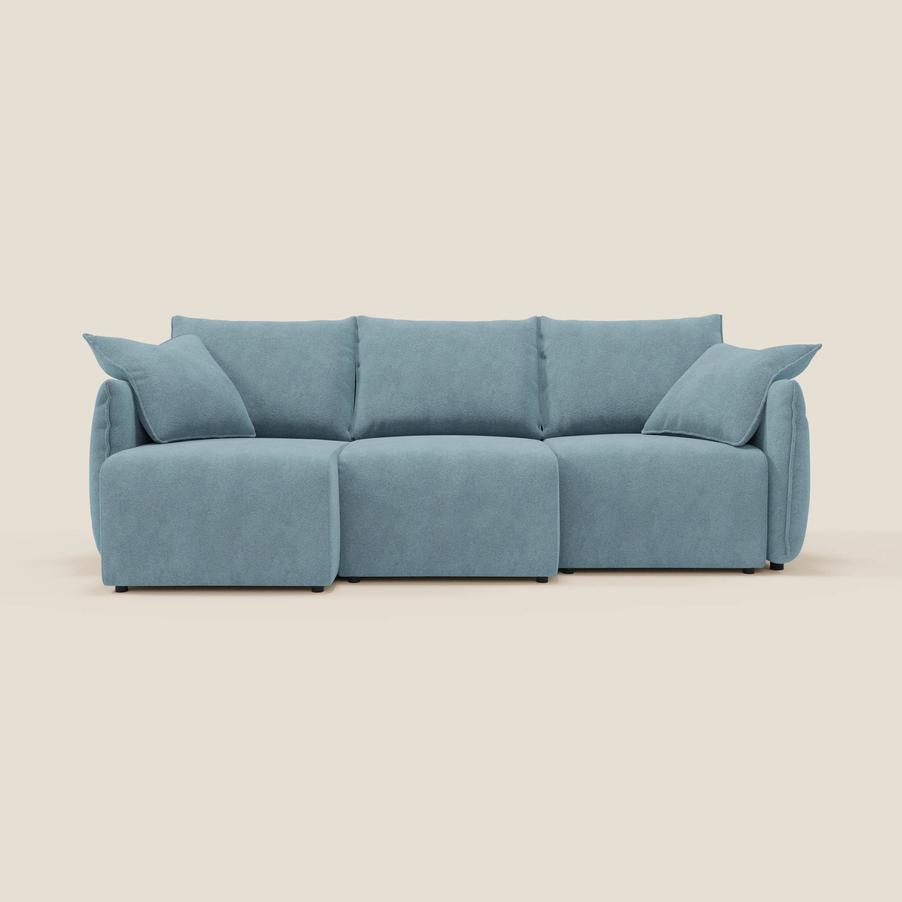 Flexar Canapé  avec 3 assises coulissantes et dossier en duvet en bouclette douce et imperméable T07 Bleu pastel - Image 6