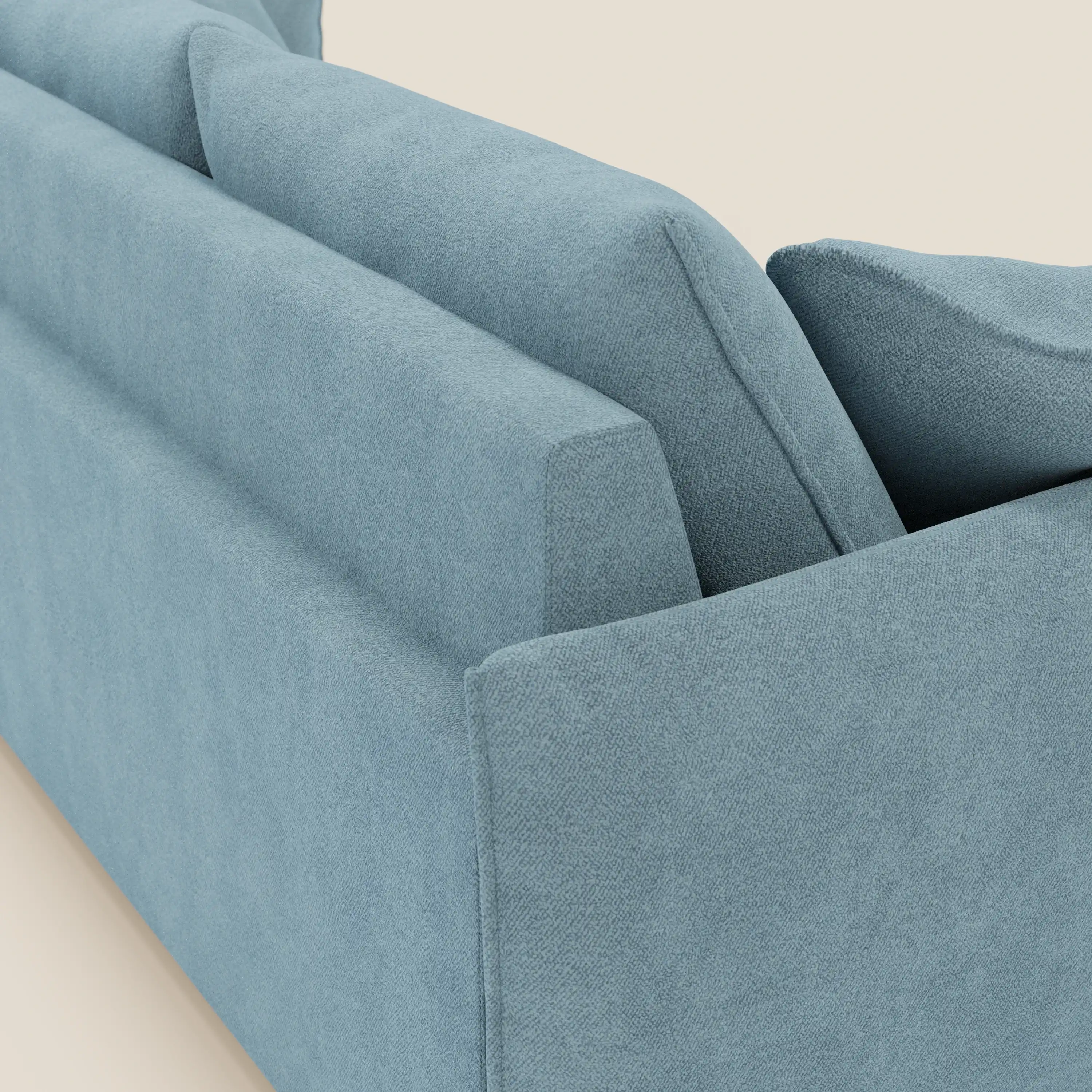 Flexar Canapé  avec 3 assises coulissantes et dossier en duvet en bouclette douce et imperméable T07 Bleu pastel - Image 9