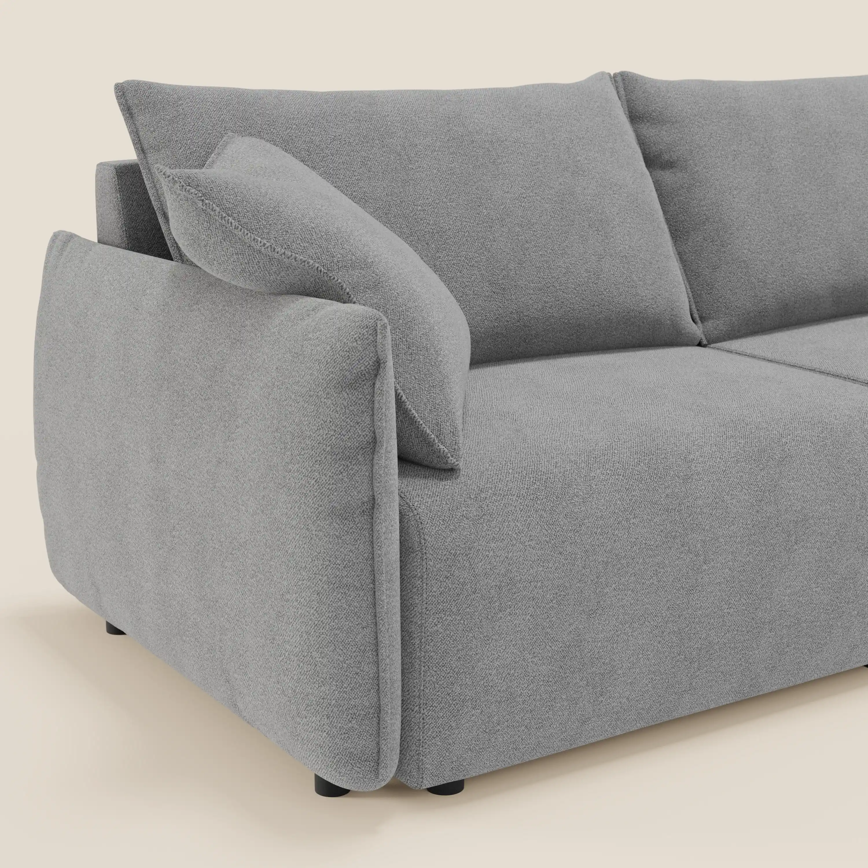 Flexar Canapé avec assises coulissantes et dossier en duvet en bouclette douce et imperméable T07 Gris - Image 4