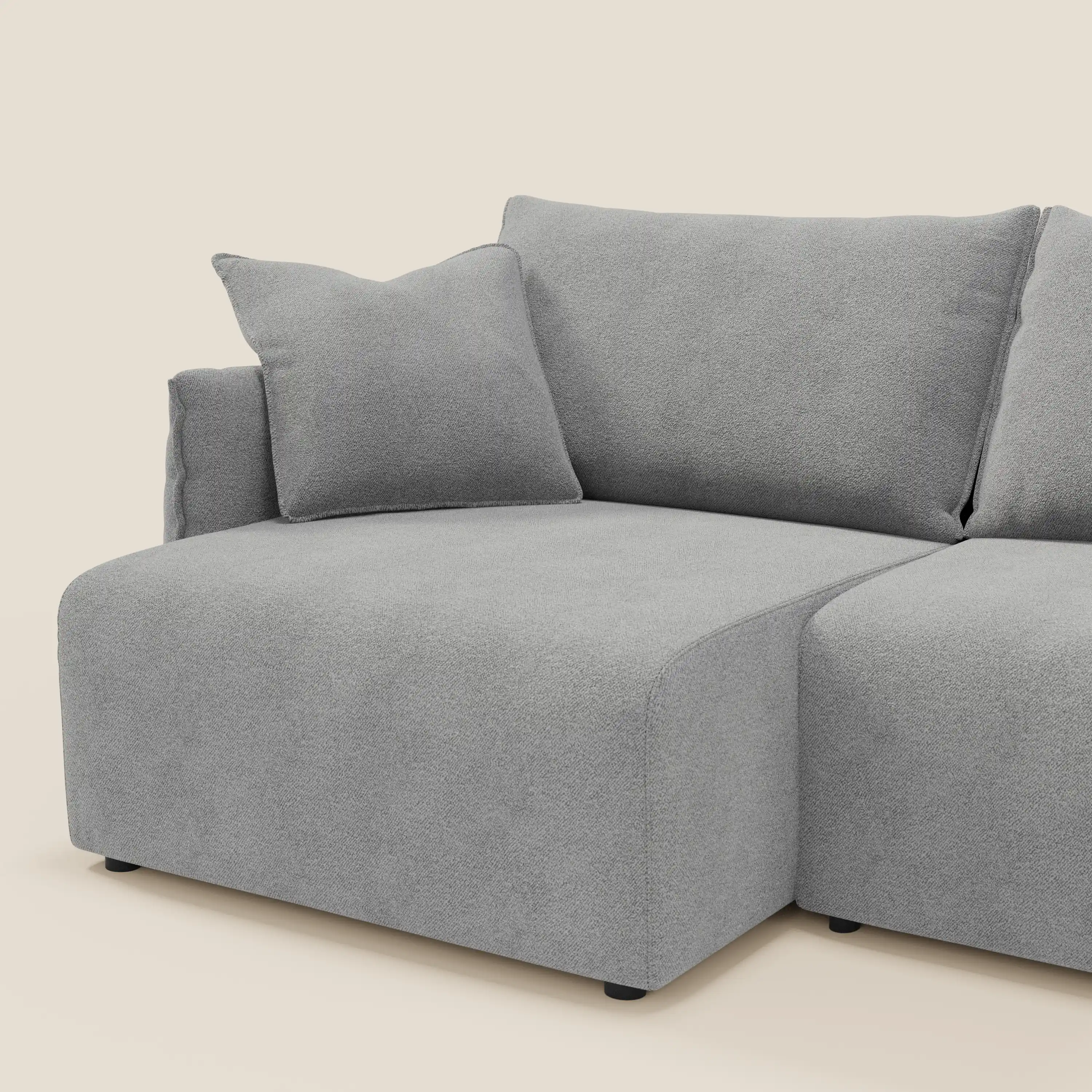 Flexar Canapé avec assises coulissantes et dossier en duvet en bouclette douce et imperméable T07 Gris - Image 5