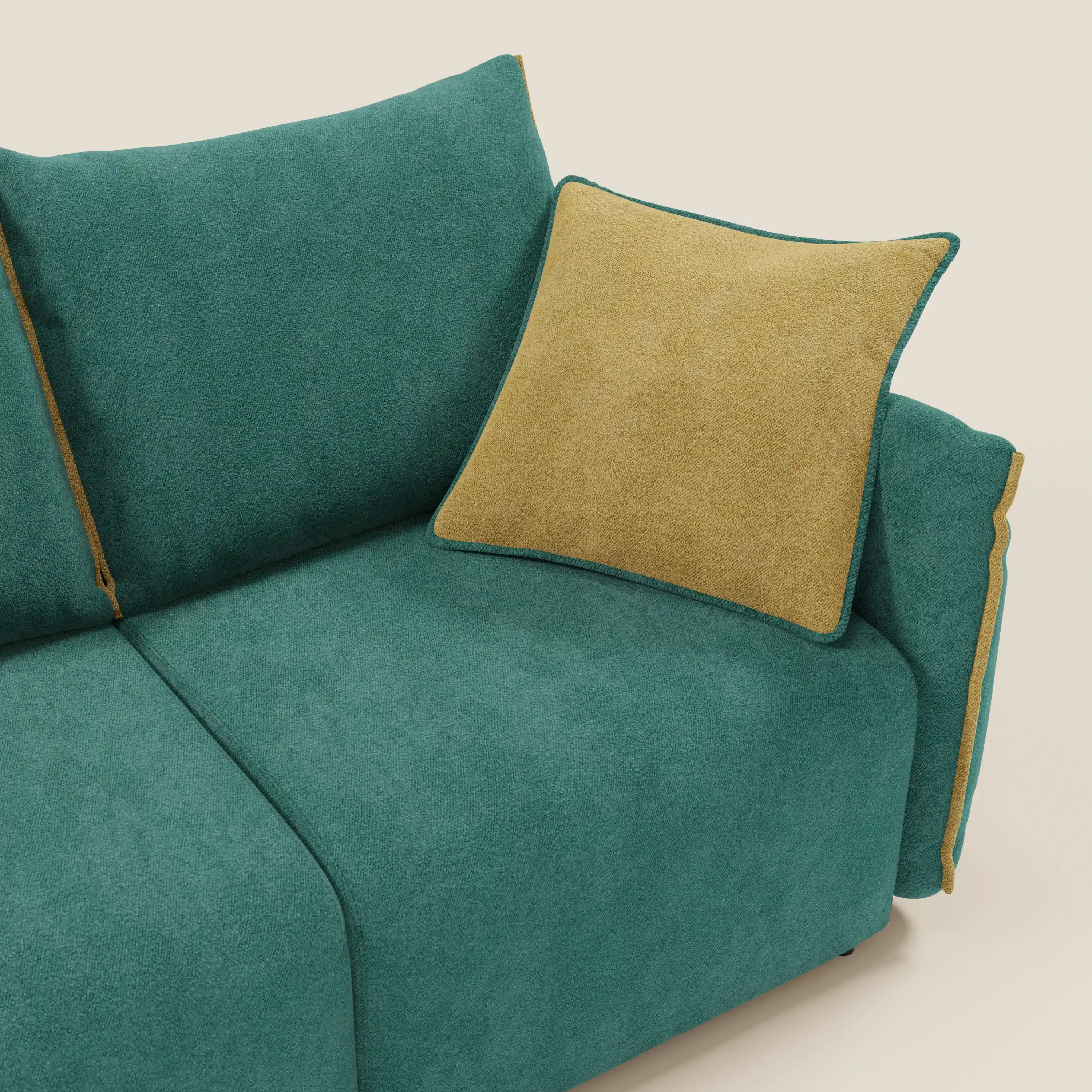 Flexar Canapé avec 3 assises coulissantes et dossier en duvet en bouclette douce et imperméable T07 Vert - jaine - Image 10