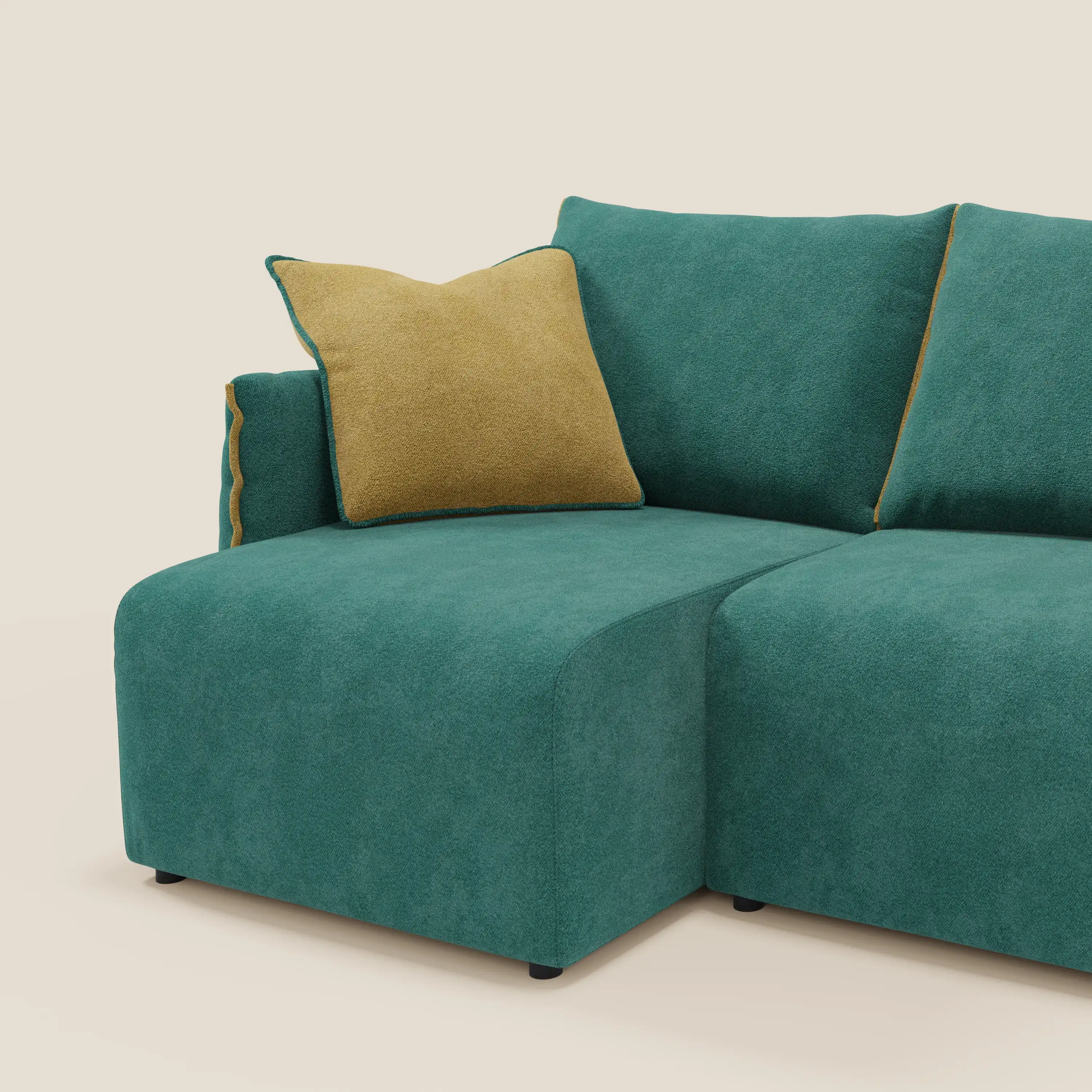 Flexar Canapé avec 3 assises coulissantes et dossier en duvet en bouclette douce et imperméable T07 Vert - jaine - Image 5