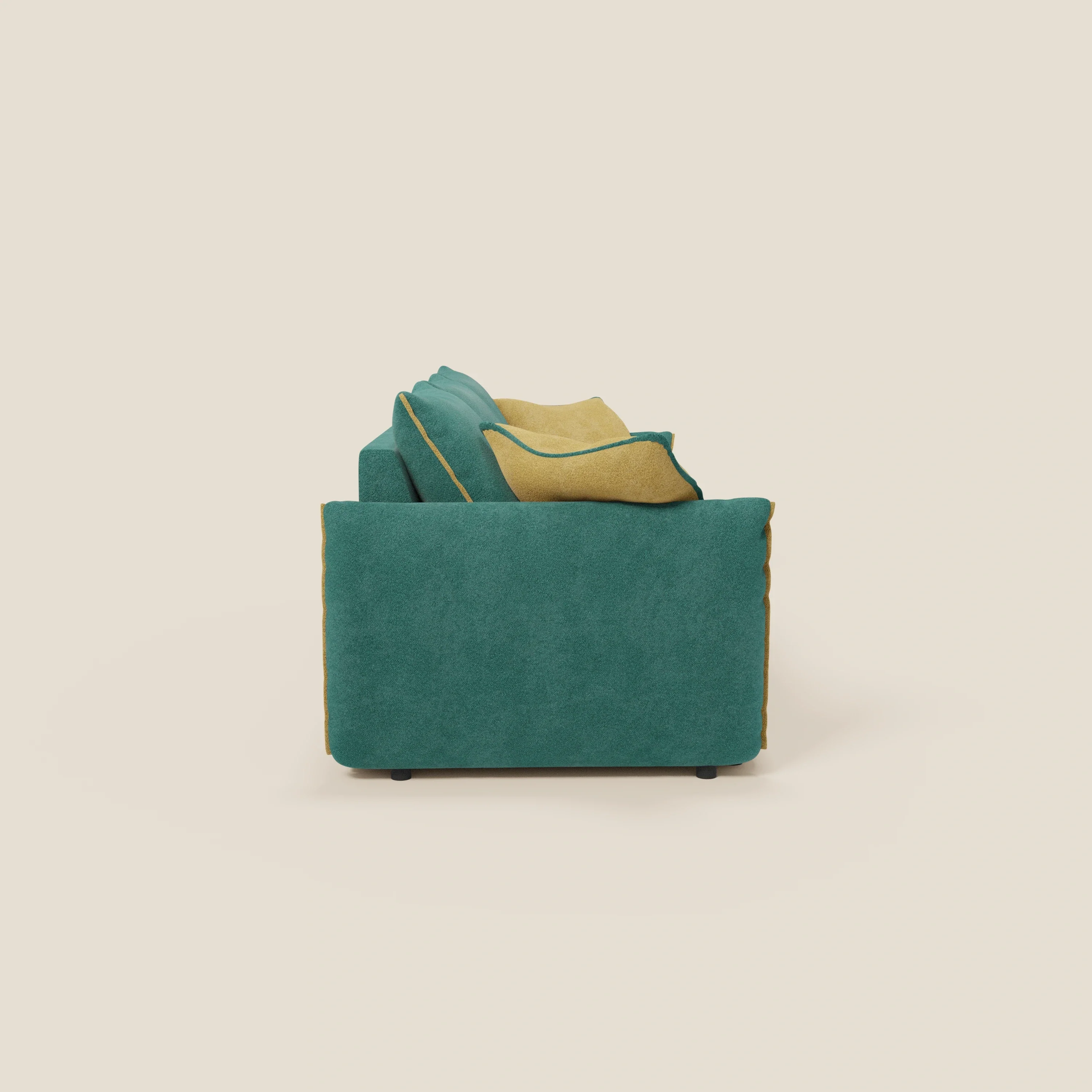 Flexar Canapé avec 3 assises coulissantes et dossier en duvet en bouclette douce et imperméable T07 Vert - jaine - Image 7