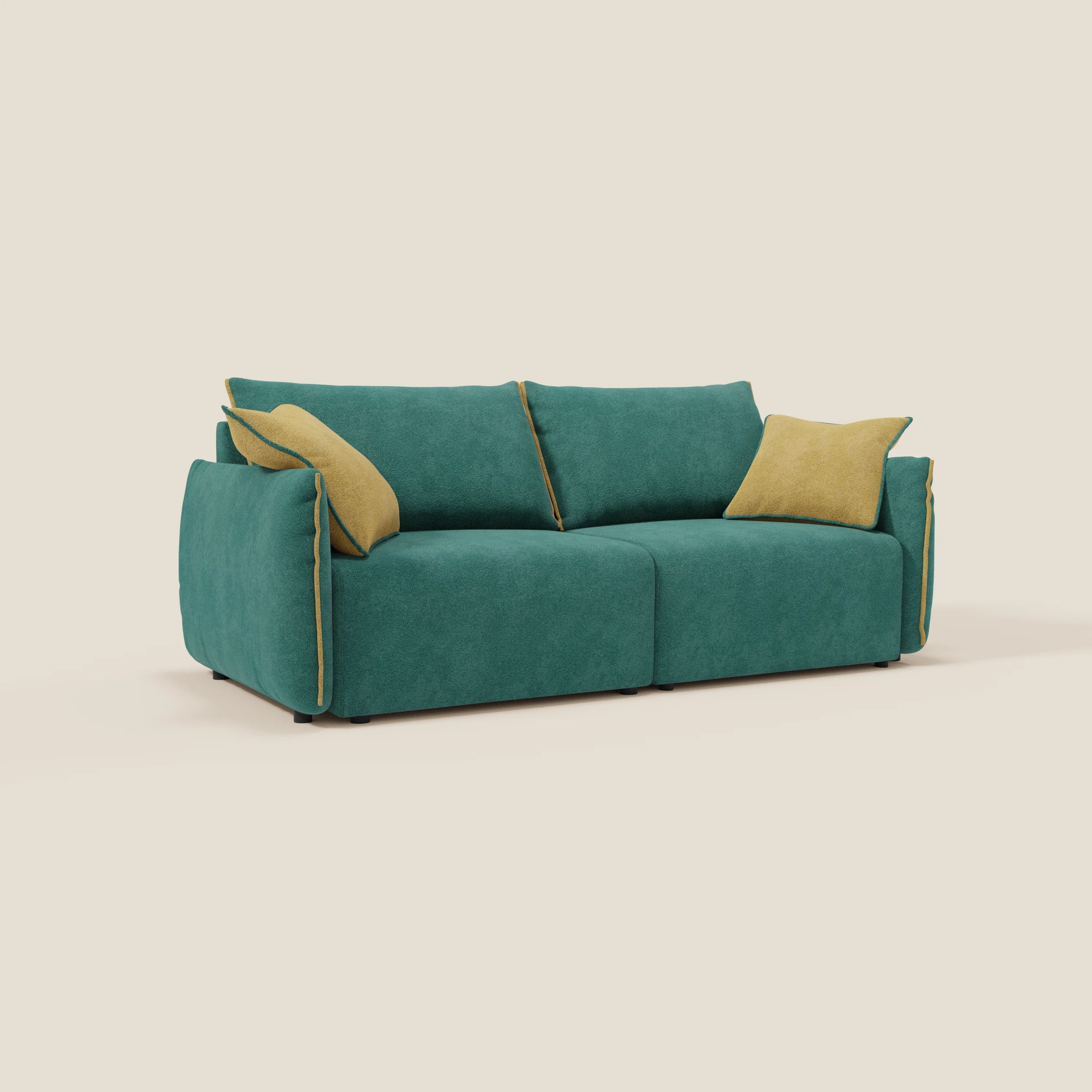 Flexar Canapé  avec assises coulissantes et dossier en duvet en bouclette douce et imperméable T07 Vert - jaune - Image 5