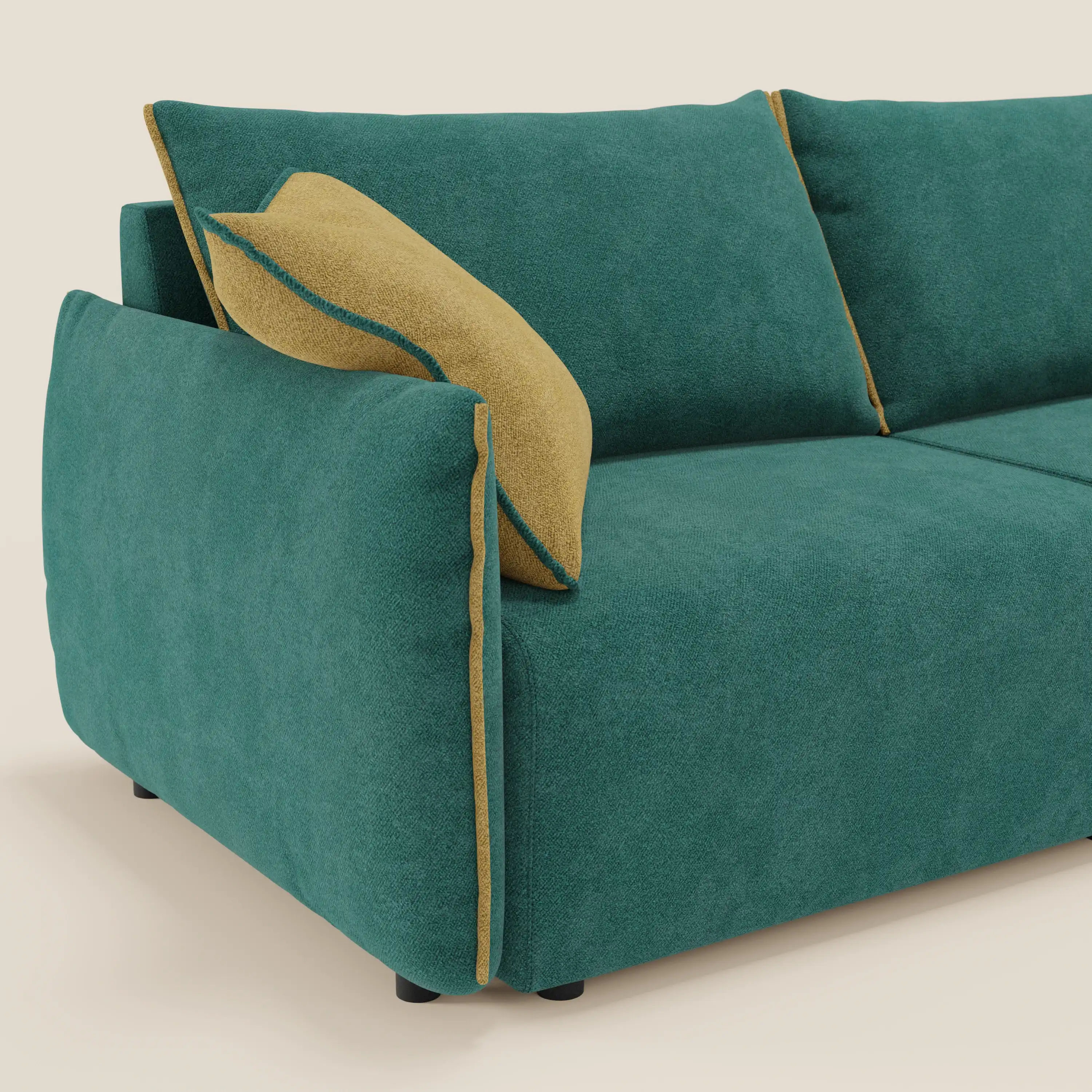 Flexar Canapé  avec assises coulissantes et dossier en duvet en bouclette douce et imperméable T07 Vert - jaune - Image 6