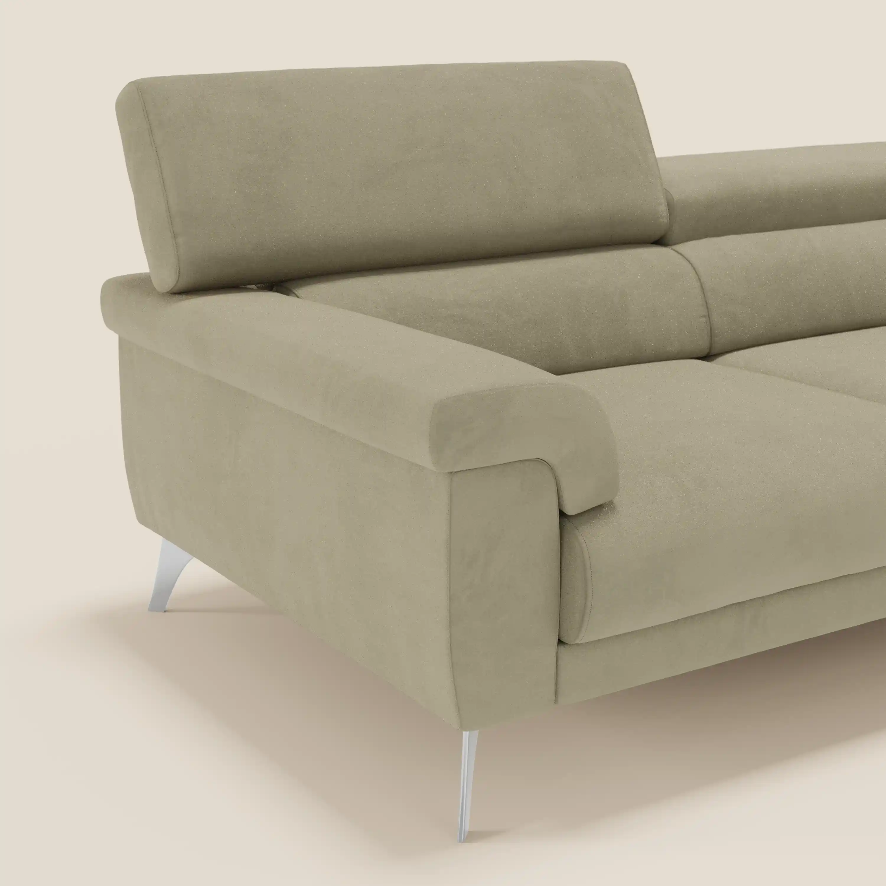 Raffaello Canapé  avec assises coulissantes et têtières inclinables en microfibre détachable T11 beige - Image 4