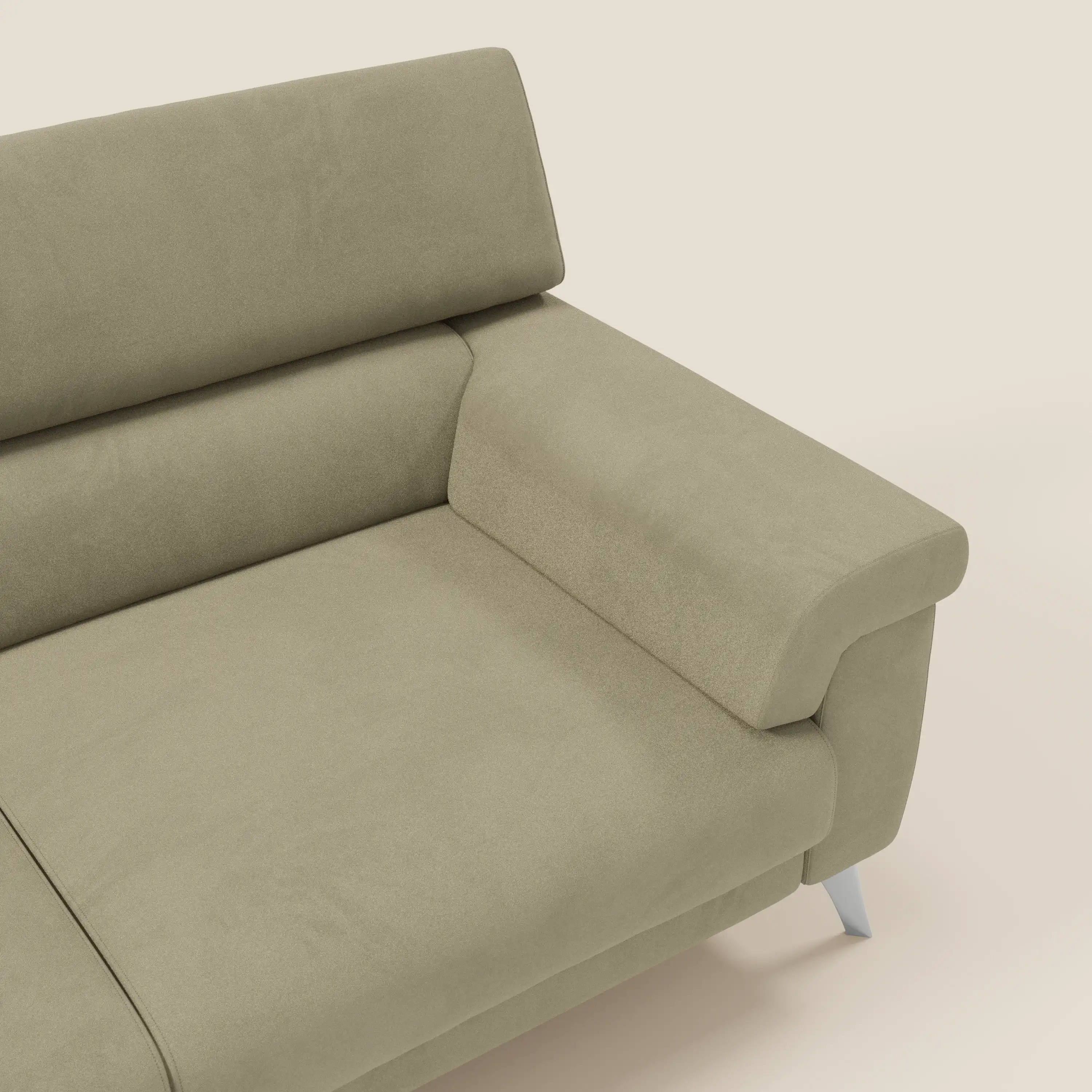 Raffaello Canapé  avec assises coulissantes et têtières inclinables en microfibre détachable T11 beige - Image 9