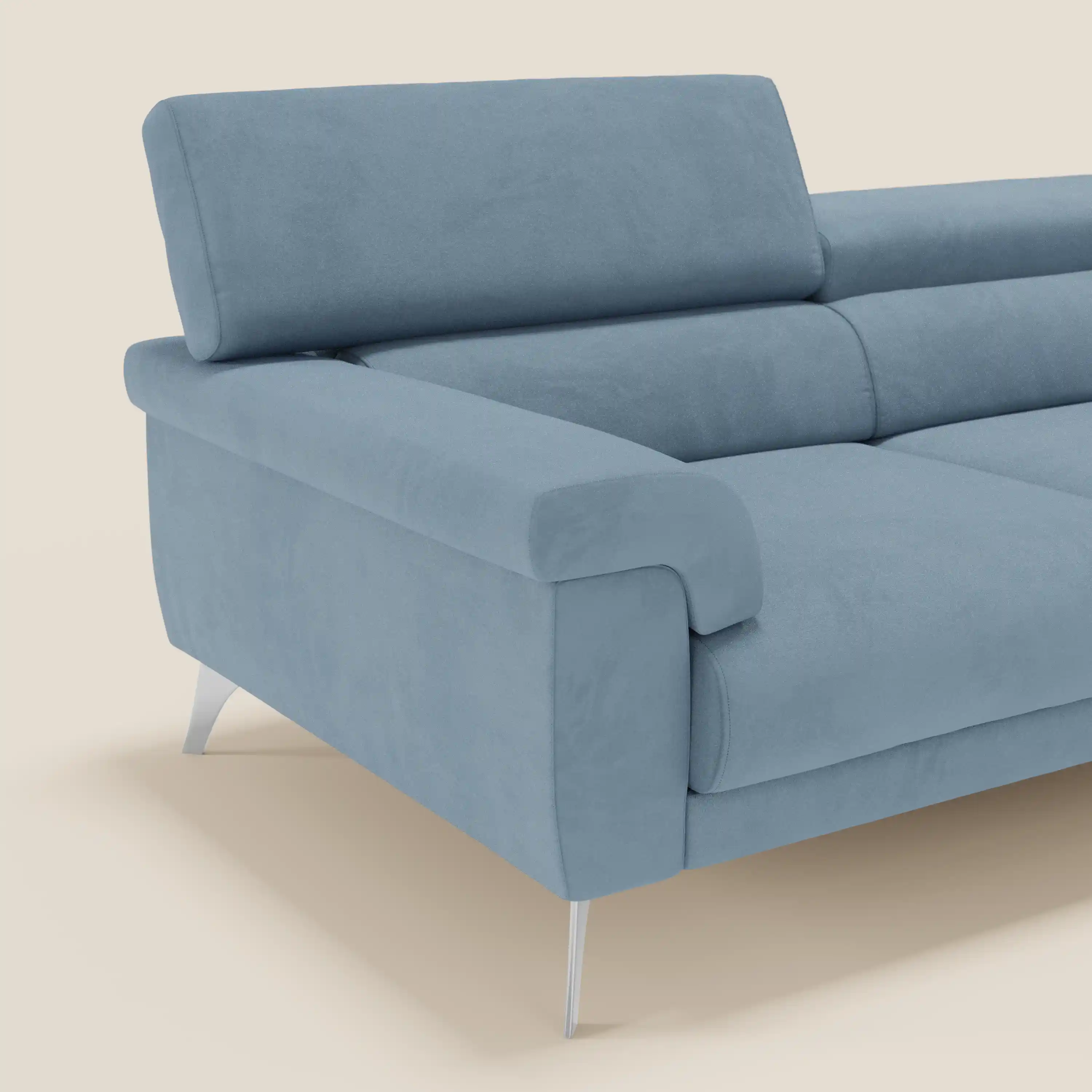 Raffaello Canapé avec assises coulissantes et têtières inclinables en microfibre détachable T11 bleu pastel - Image 4