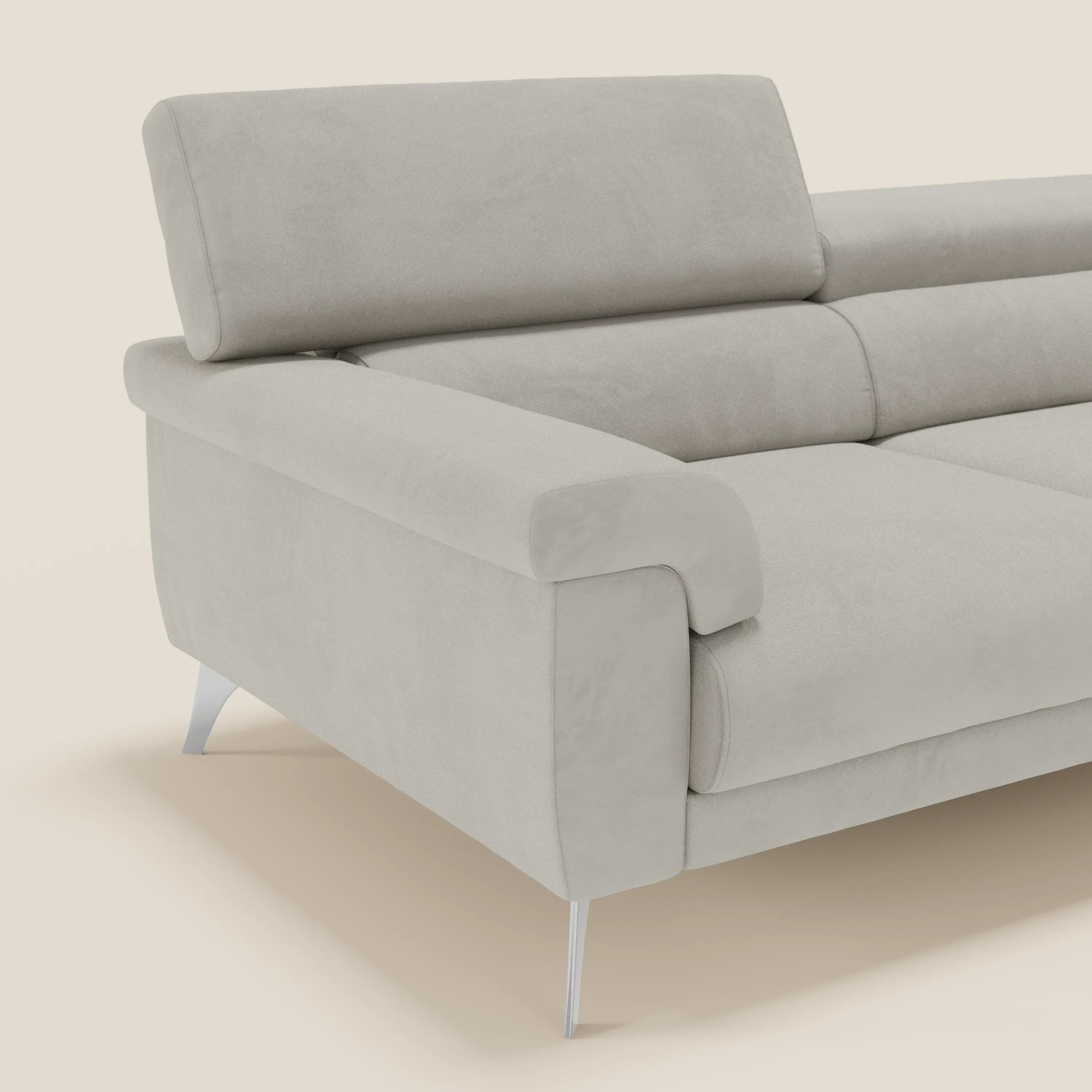 Raffaello Canapé  avec assises coulissantes et têtières inclinables en microfibre détachable T11 crème - Image 4