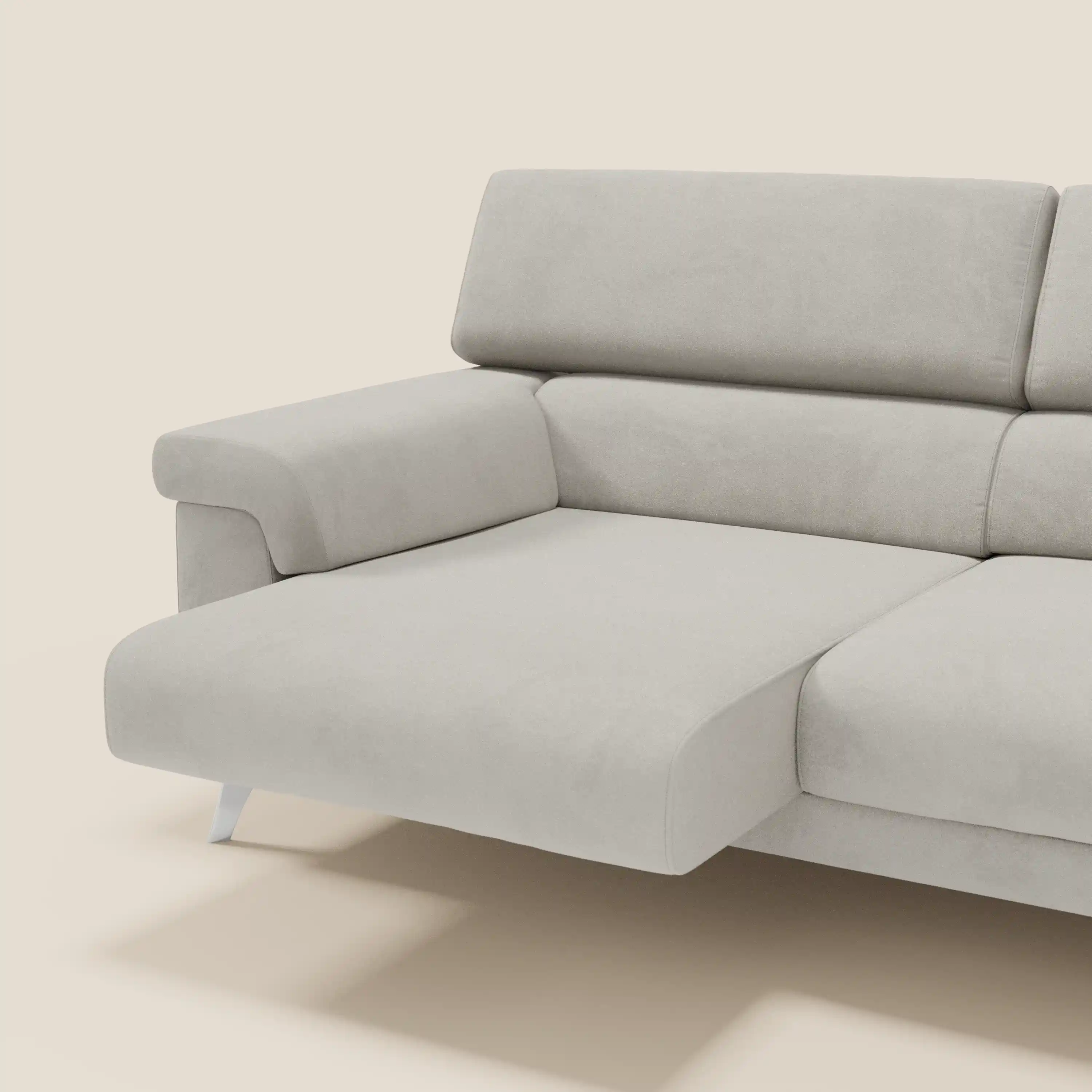 Raffaello Canapé  avec assises coulissantes et têtières inclinables en microfibre détachable T11 crème - Image 5