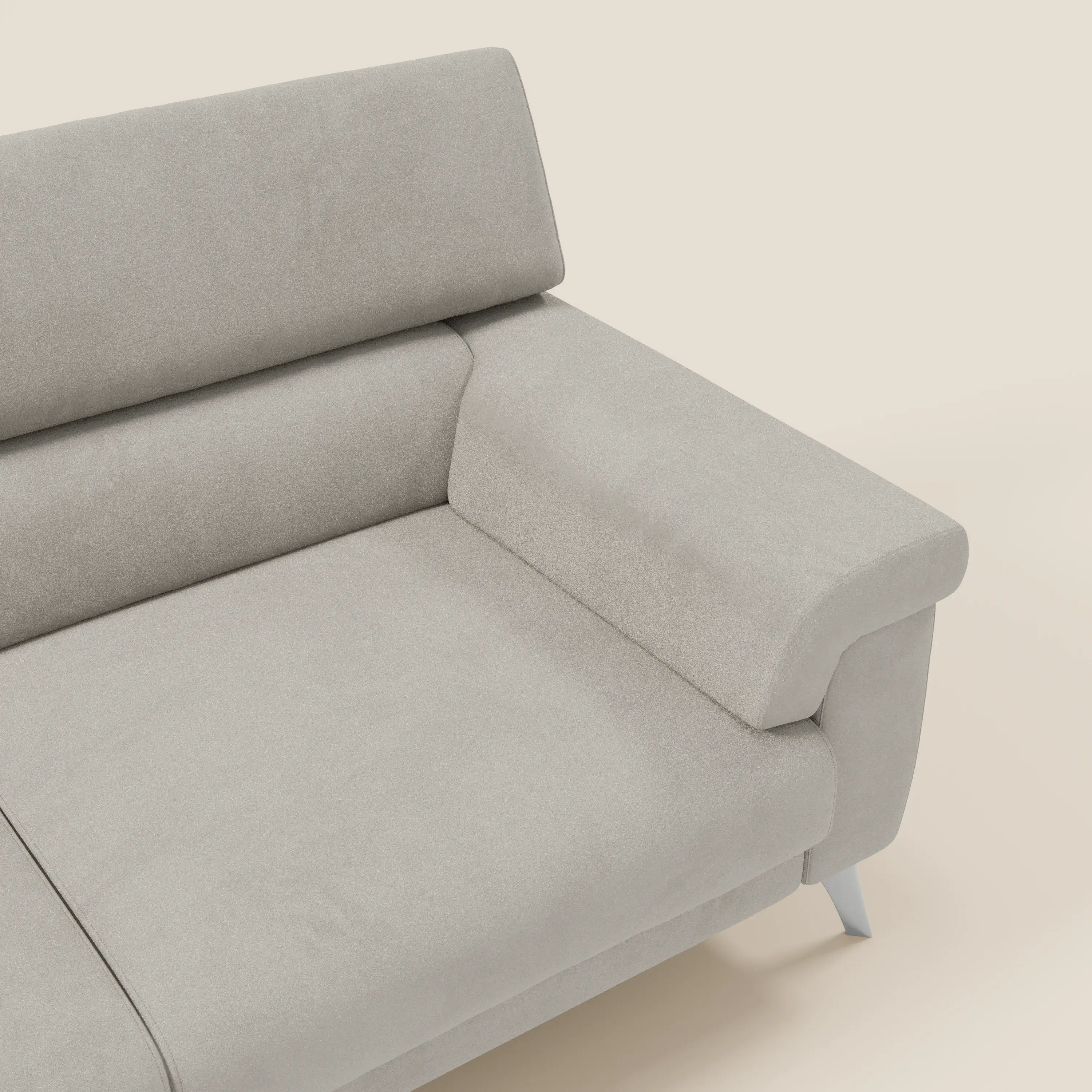 Raffaello Canapé  avec assises coulissantes et têtières inclinables en microfibre détachable T11 crème - Image 9