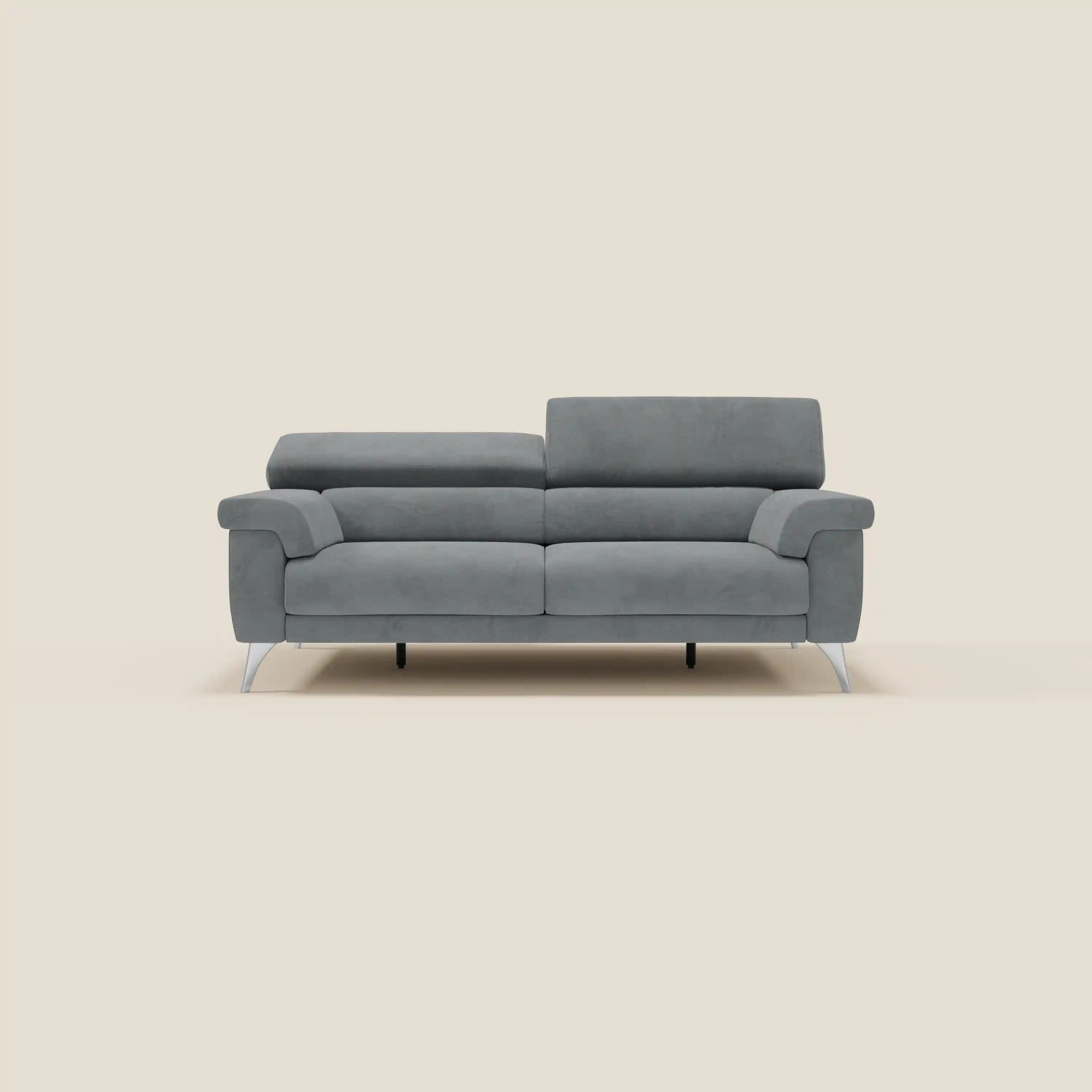 Raffaello Canapé  avec assises coulissantes et têtières inclinables en microfibre détachable T11 gris