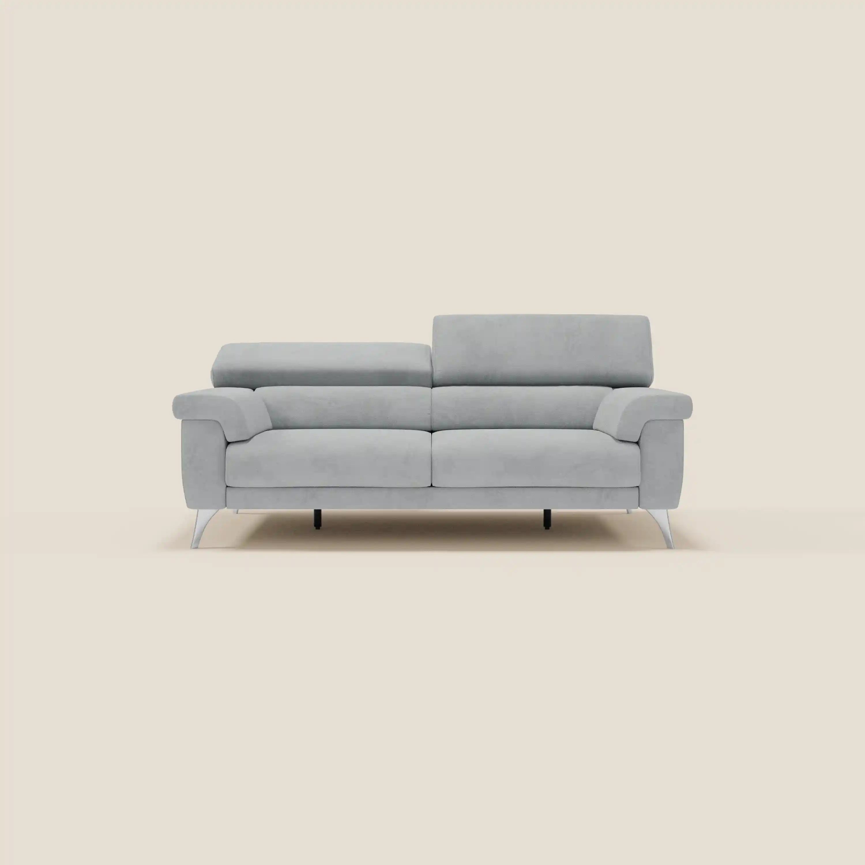 Raffaello Canapé  avec assises coulissantes et têtières inclinables en microfibre détachable T11 gris clair