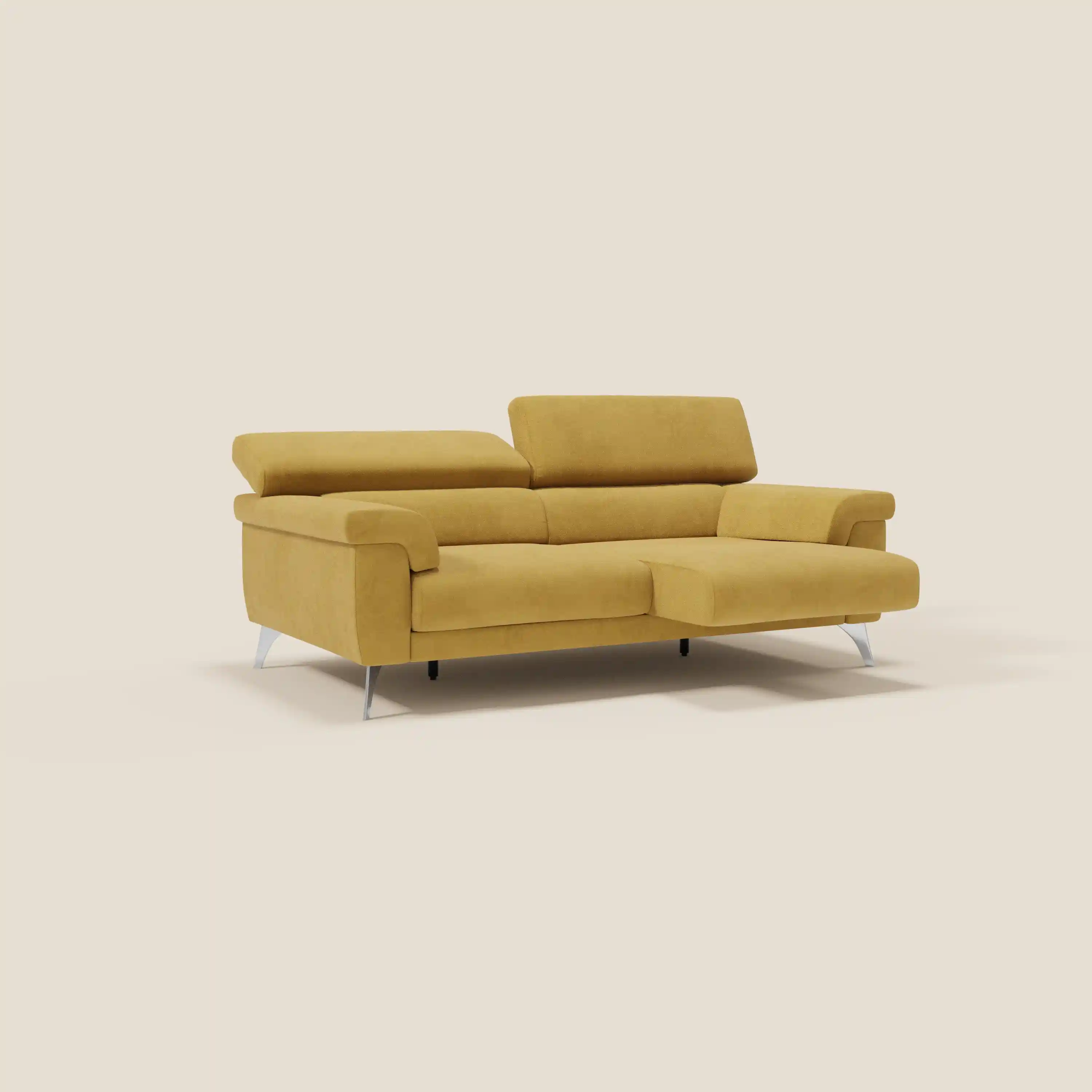 Raffaello Canapé  avec assises coulissantes et têtières inclinables en microfibre détachable T11 jaune - Image 2
