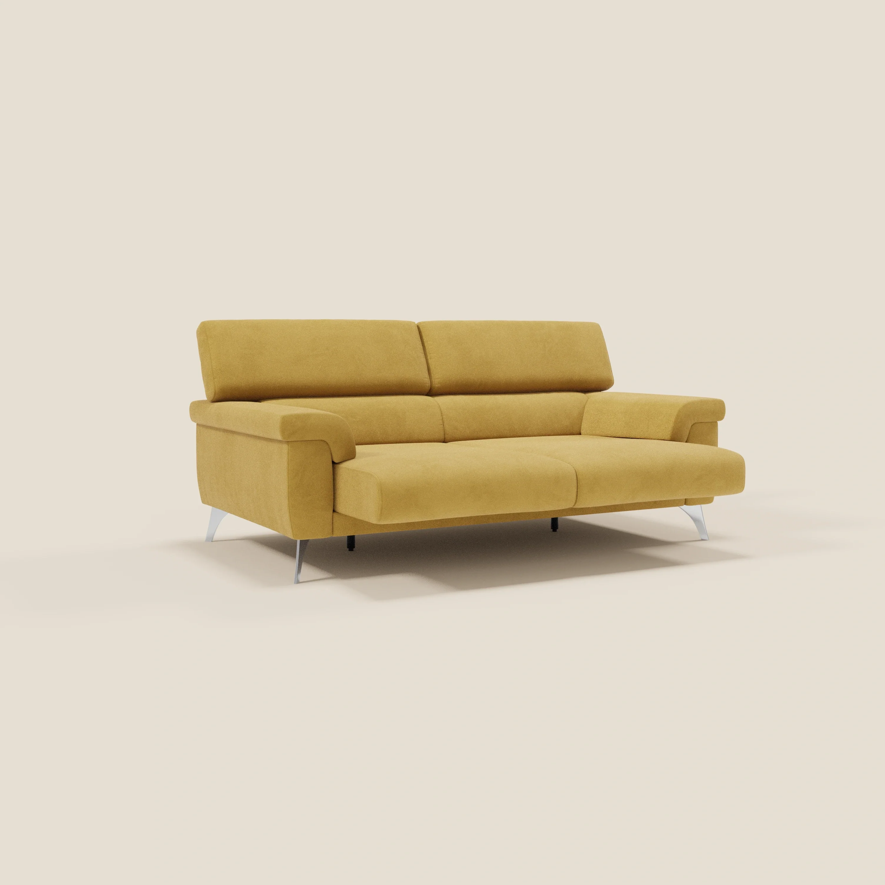 Raffaello Canapé  avec assises coulissantes et têtières inclinables en microfibre détachable T11 jaune - Image 3