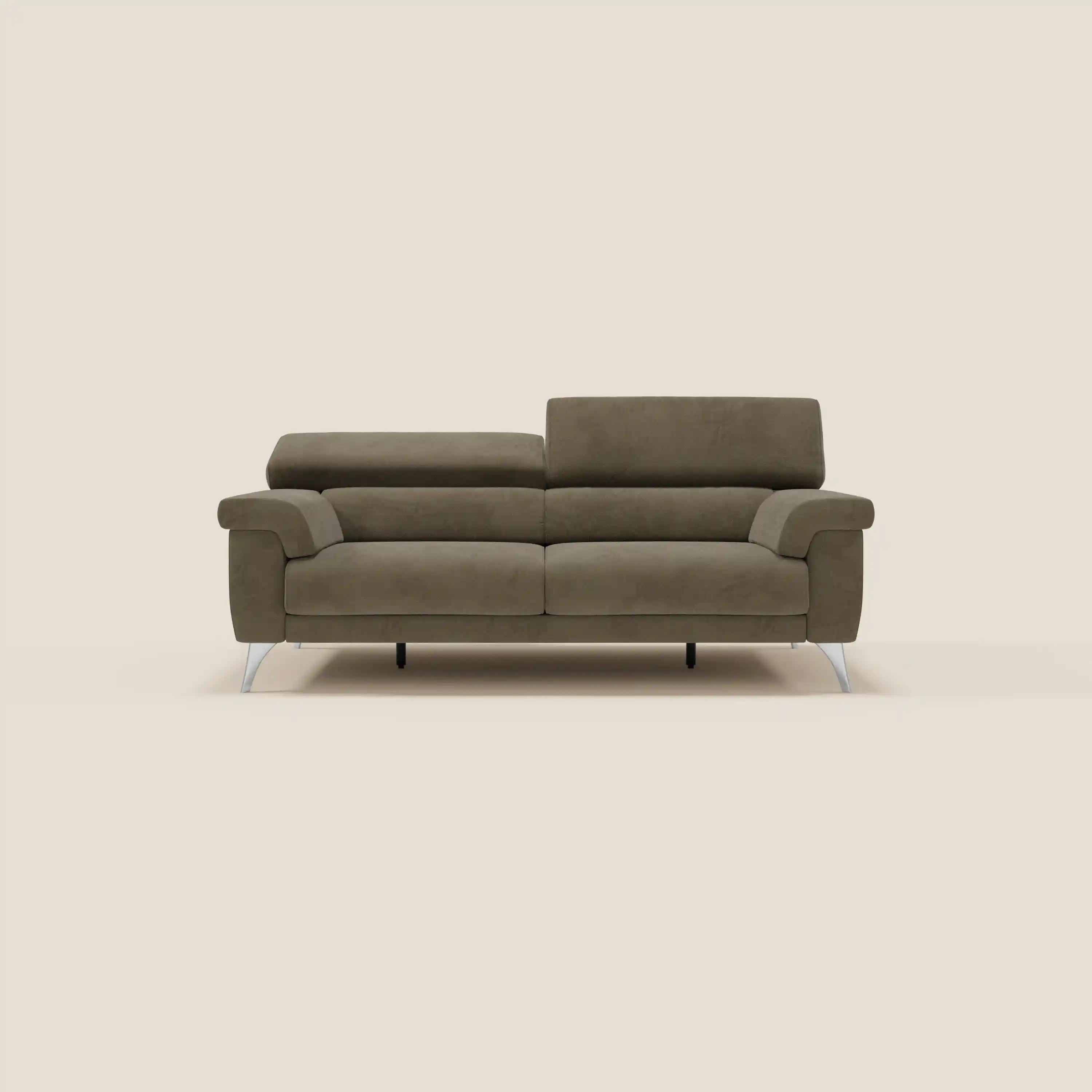 Raffaello Canapé  avec assises coulissantes et têtières inclinables en microfibre détachable T11 marron