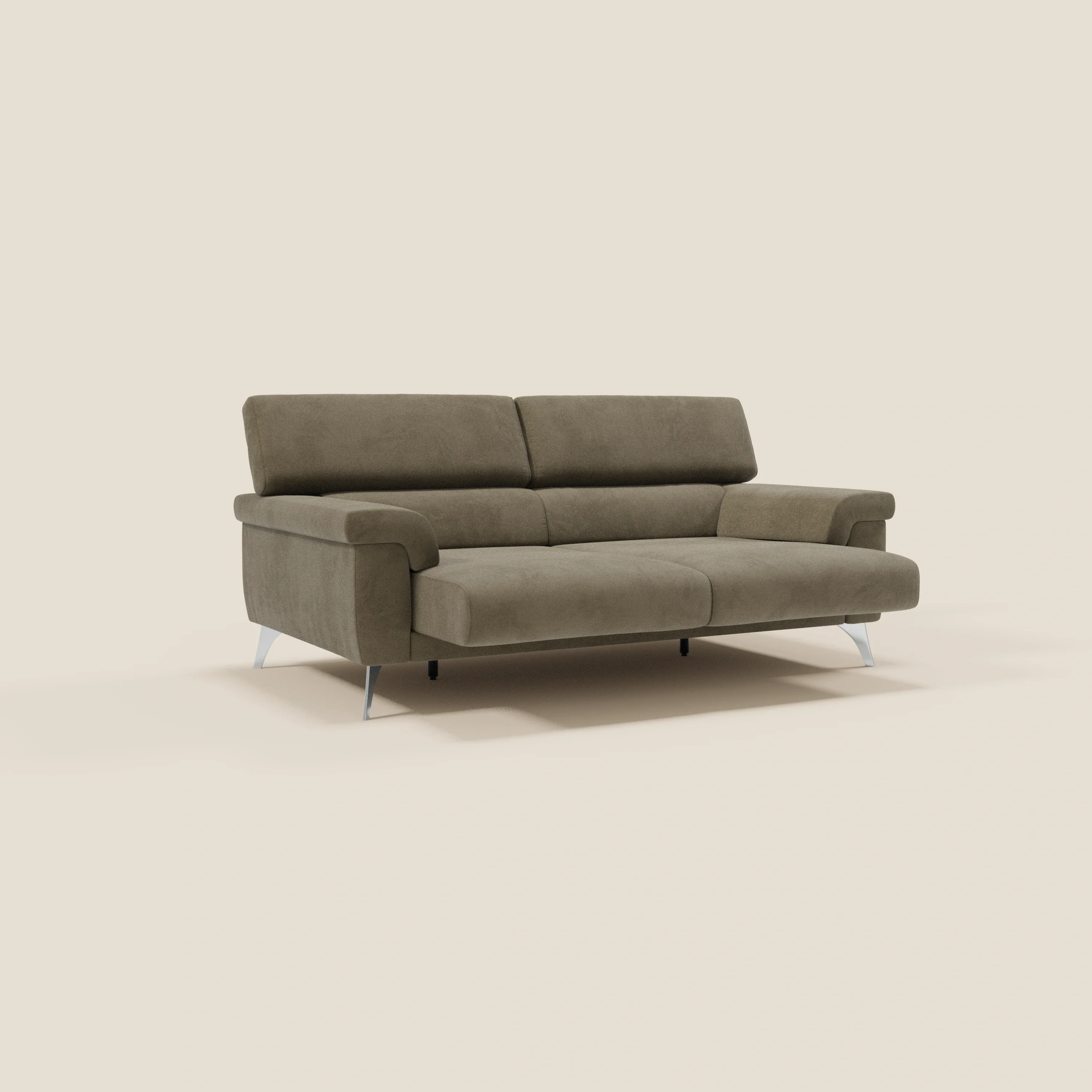 Raffaello Canapé  avec assises coulissantes et têtières inclinables en microfibre détachable T11 marron - Image 3