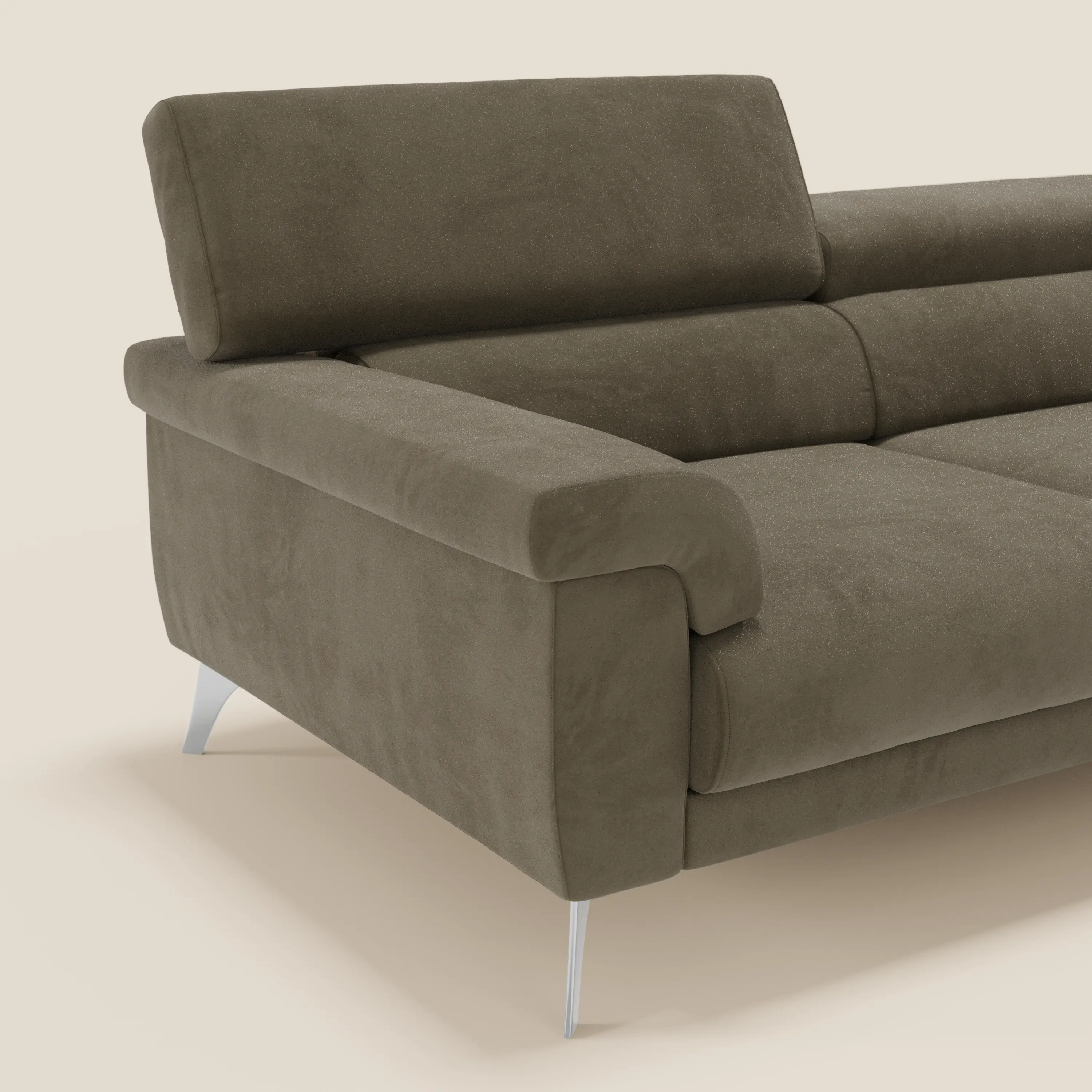Raffaello Canapé  avec assises coulissantes et têtières inclinables en microfibre détachable T11 marron - Image 4