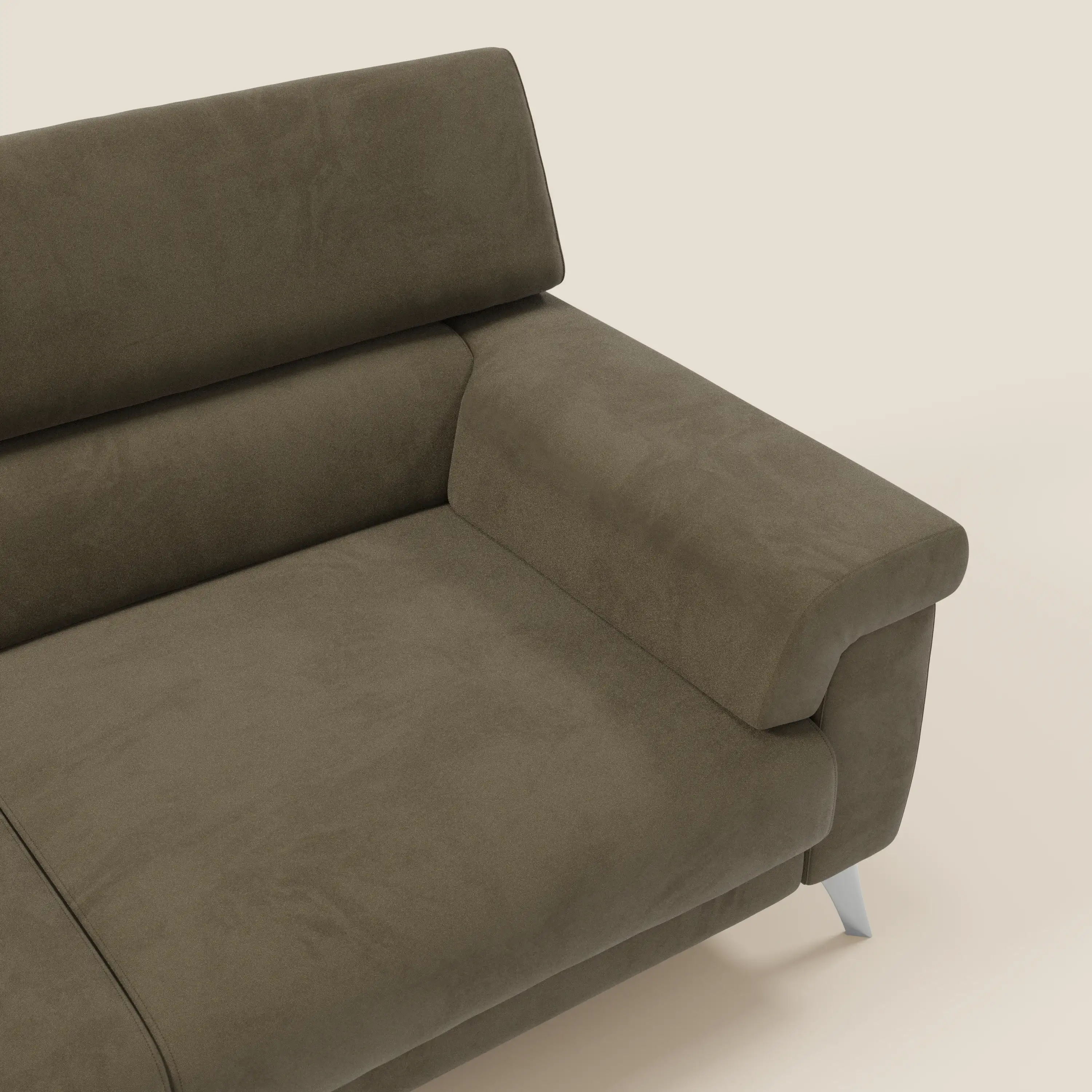 Raffaello Canapé  avec assises coulissantes et têtières inclinables en microfibre détachable T11 marron - Image 9