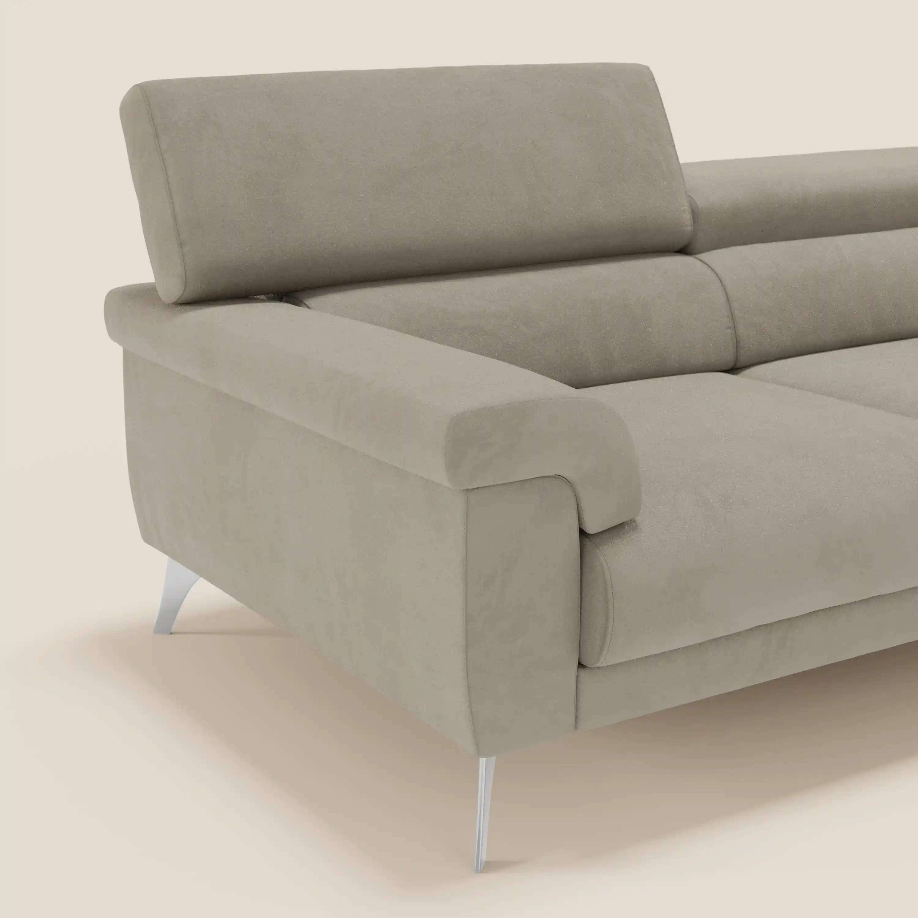 Raffaello Canapé  avec assises coulissantes et têtières inclinables en microfibre détachable T11 taupe  - Image 4