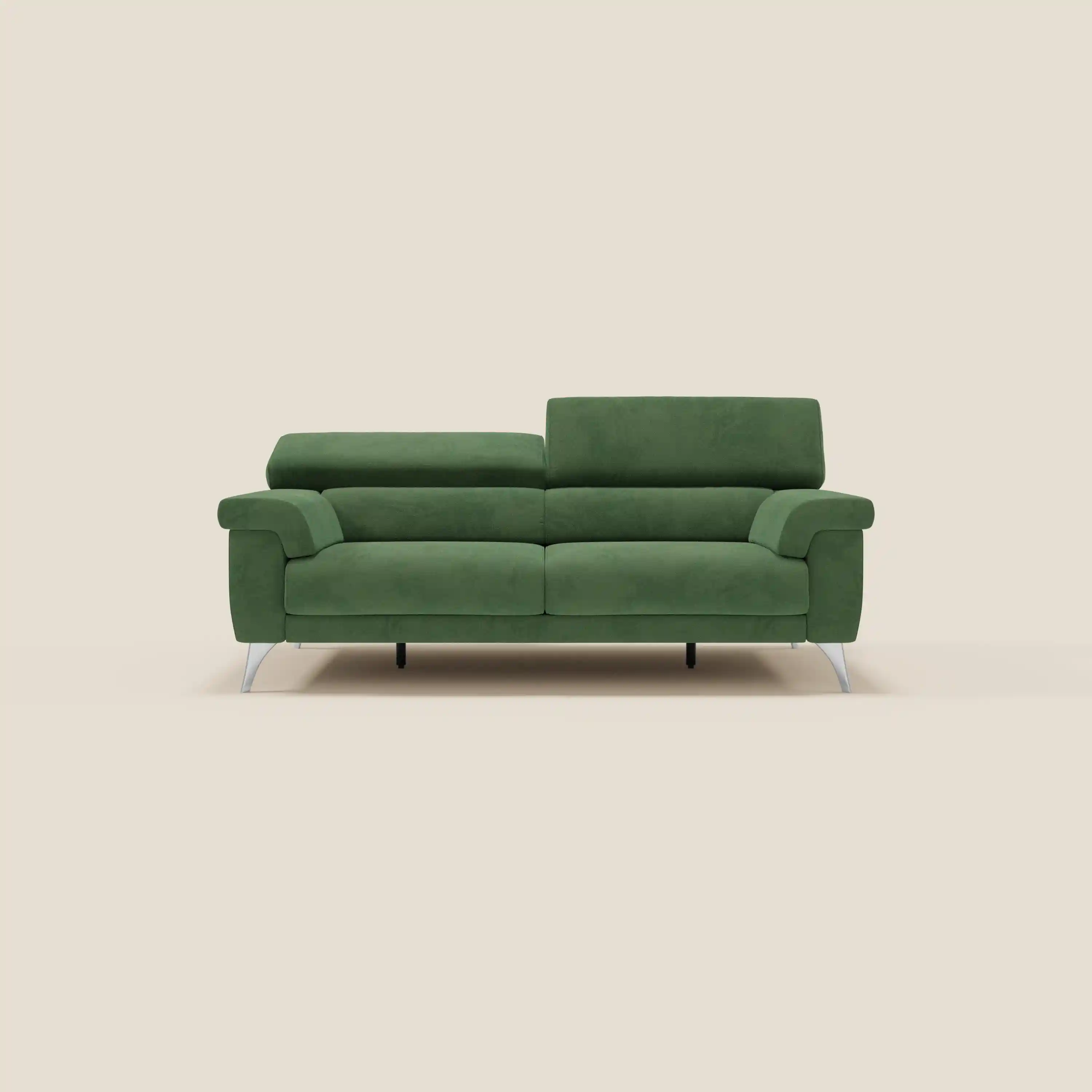 Raffaello Canapé  avec assises coulissantes et têtières inclinables en microfibre détachable T11 vert