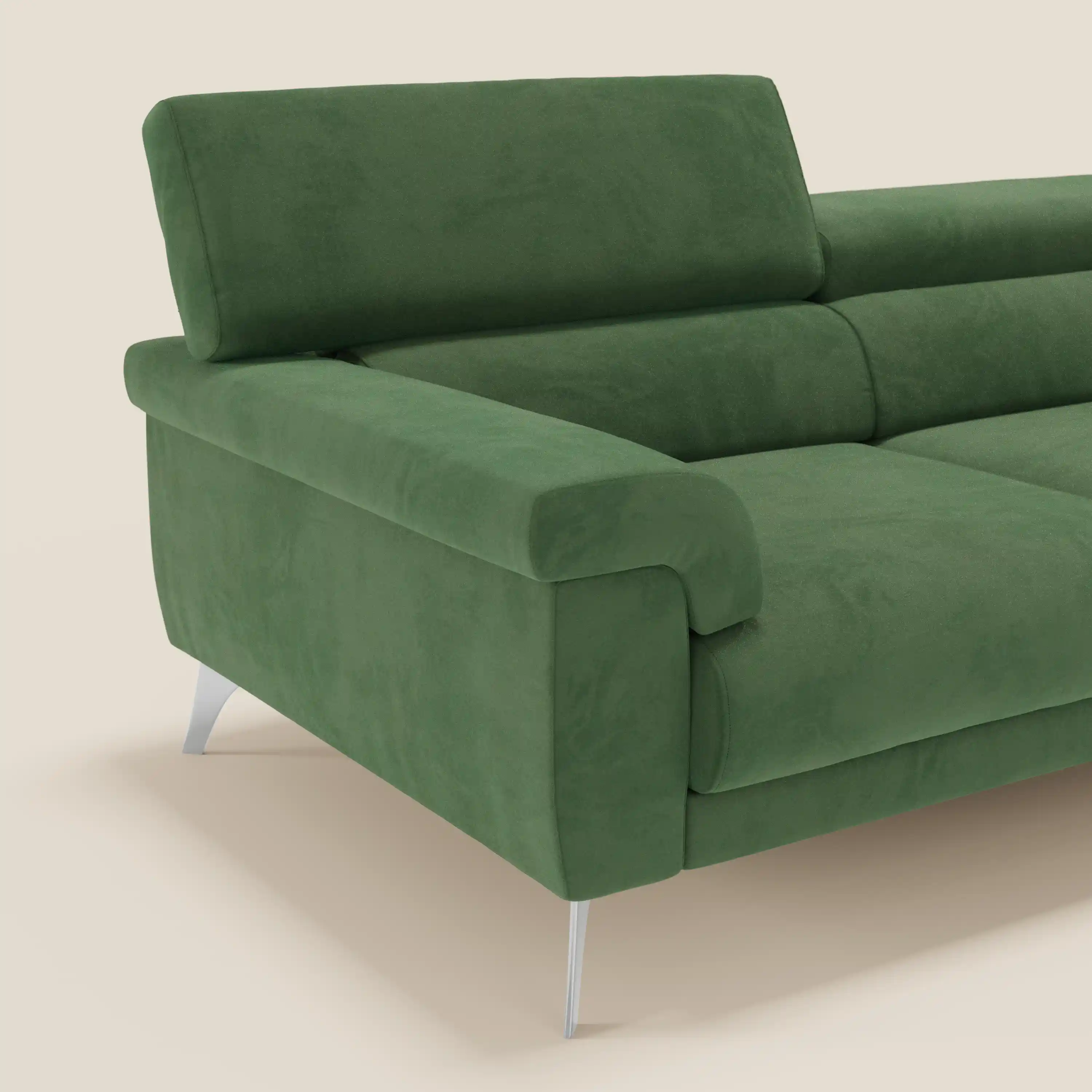 Raffaello Canapé  avec assises coulissantes et têtières inclinables en microfibre détachable T11 vert - Image 4