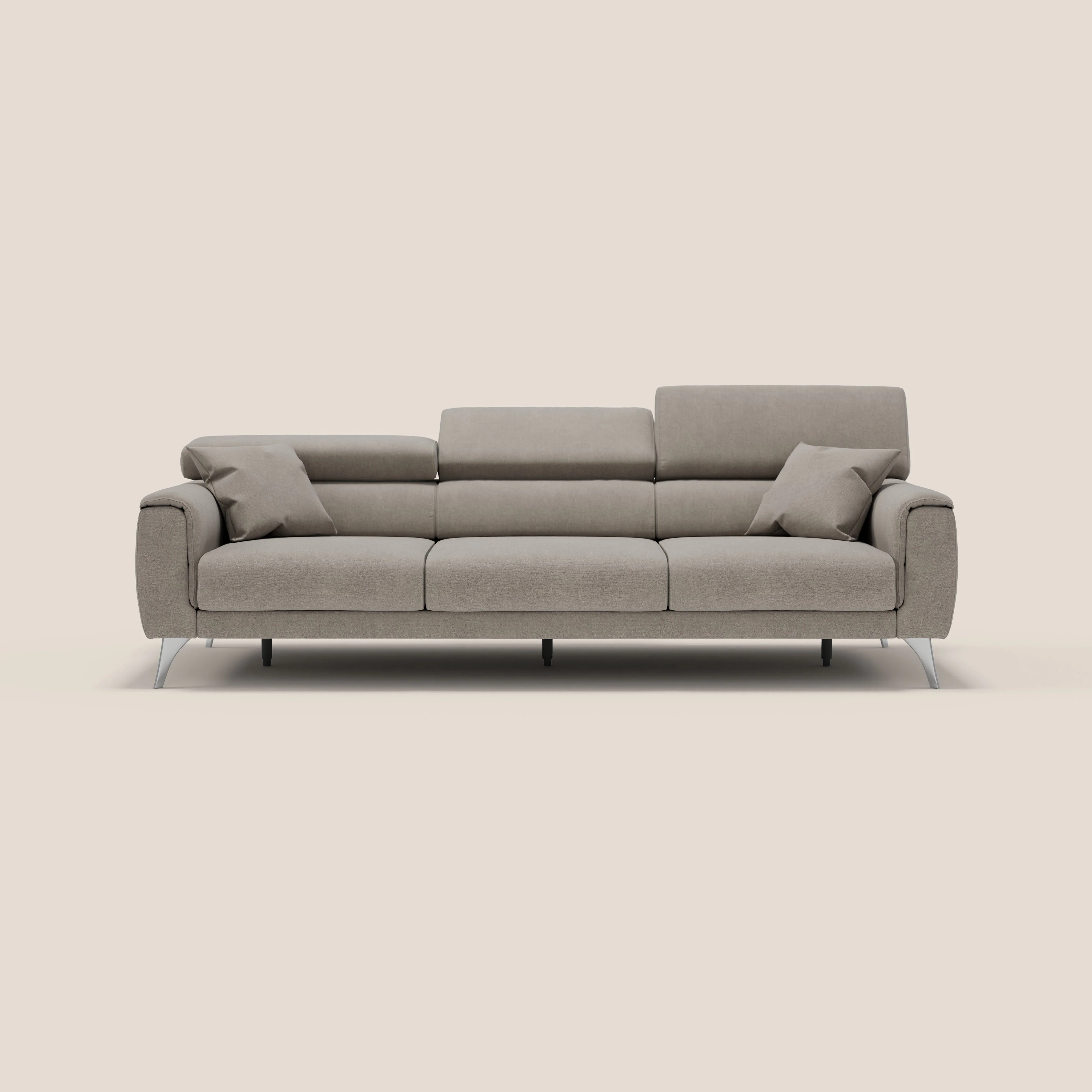 Caravaggio canapé 3 assises extensibles et têtières réglables en tissu imperméable T02 beige