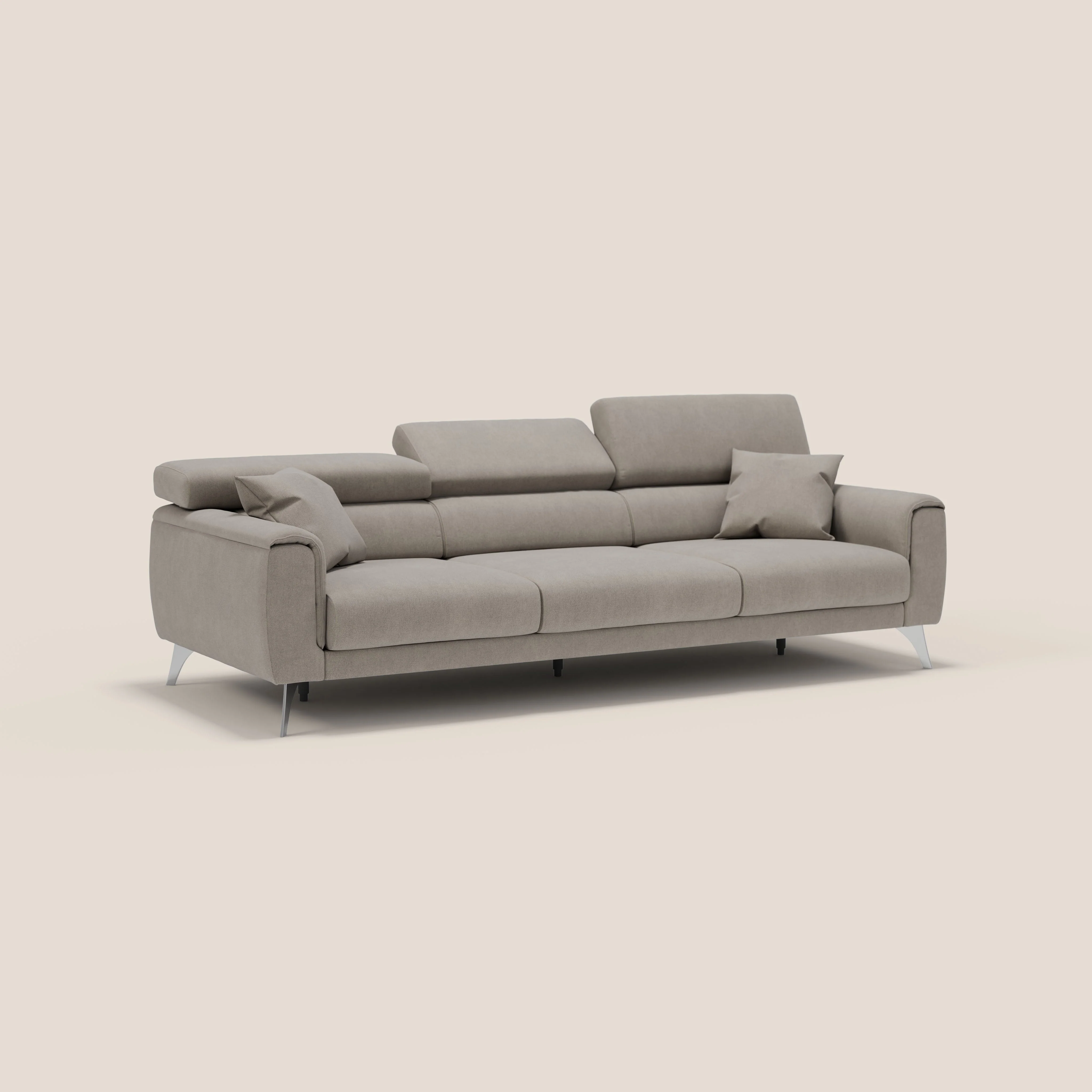 Caravaggio canapé 3 assises extensibles et têtières réglables en tissu imperméable T02 beige - Image 3