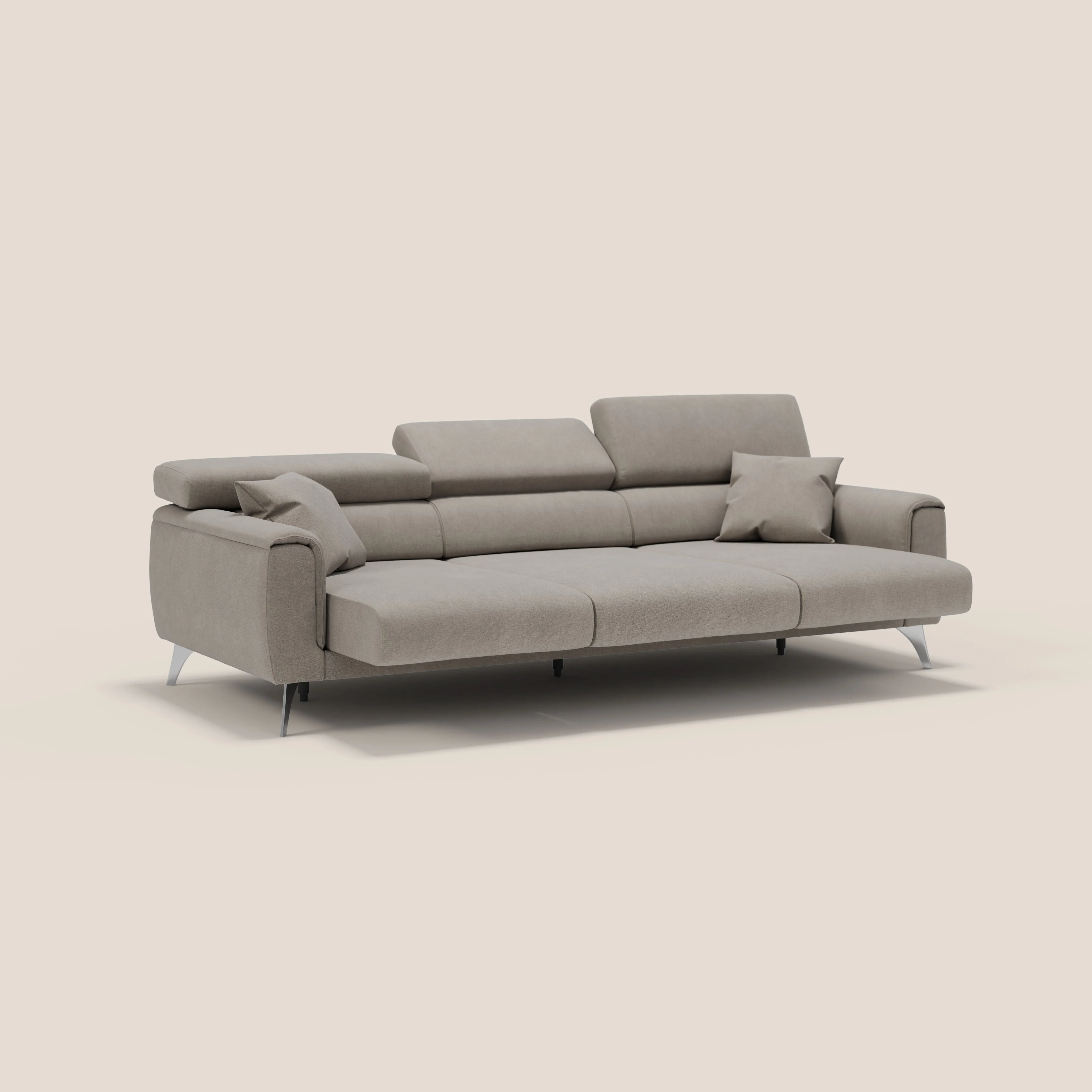 Caravaggio canapé 3 assises extensibles et têtières réglables en tissu imperméable T02 beige - Image 5